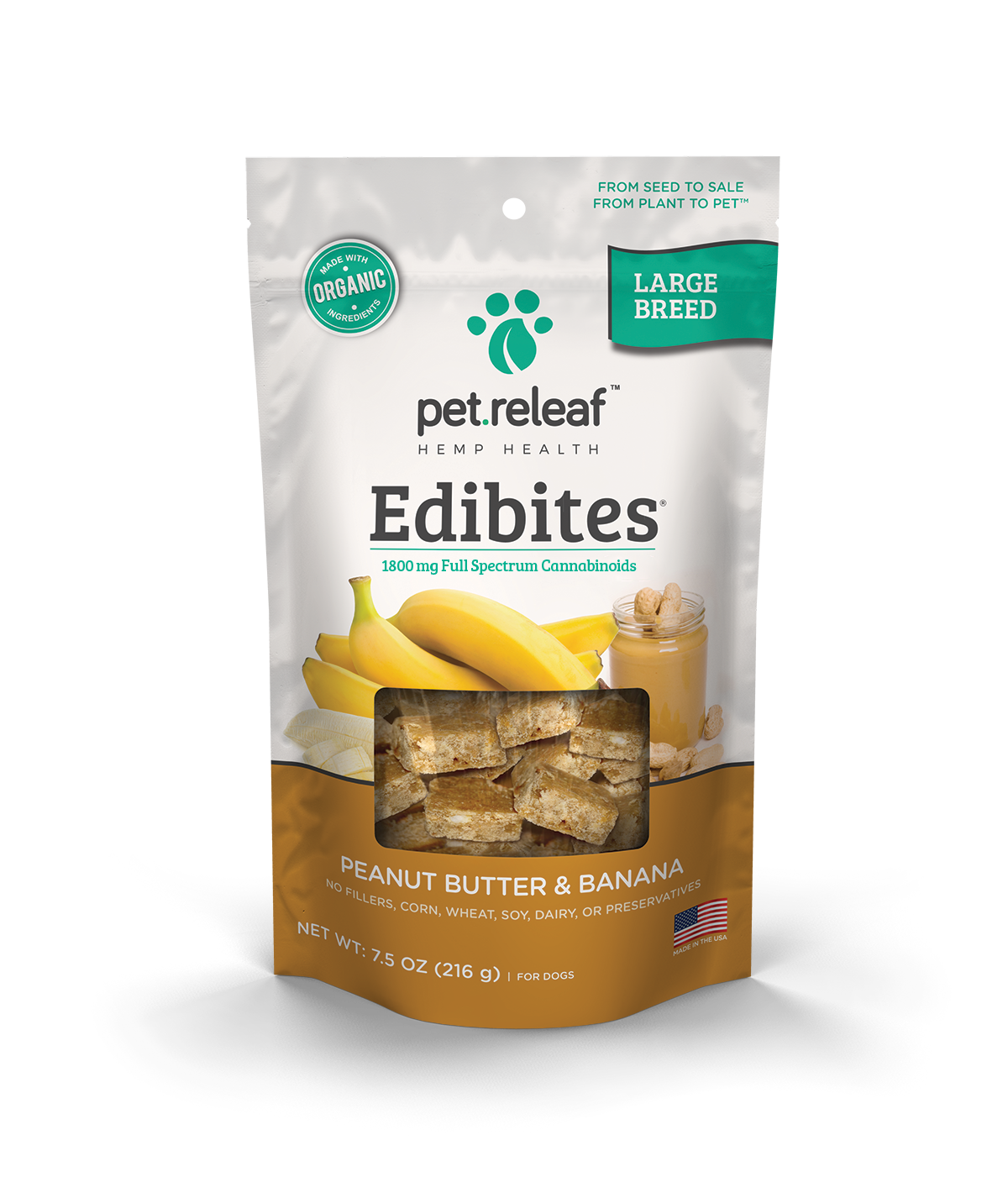 Peanut Butter Banana CBD Hemp Oil Edibites Large Dog 7.5 oz.