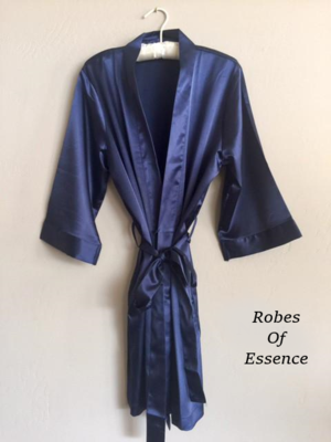 Navy Blue Satin Kimono