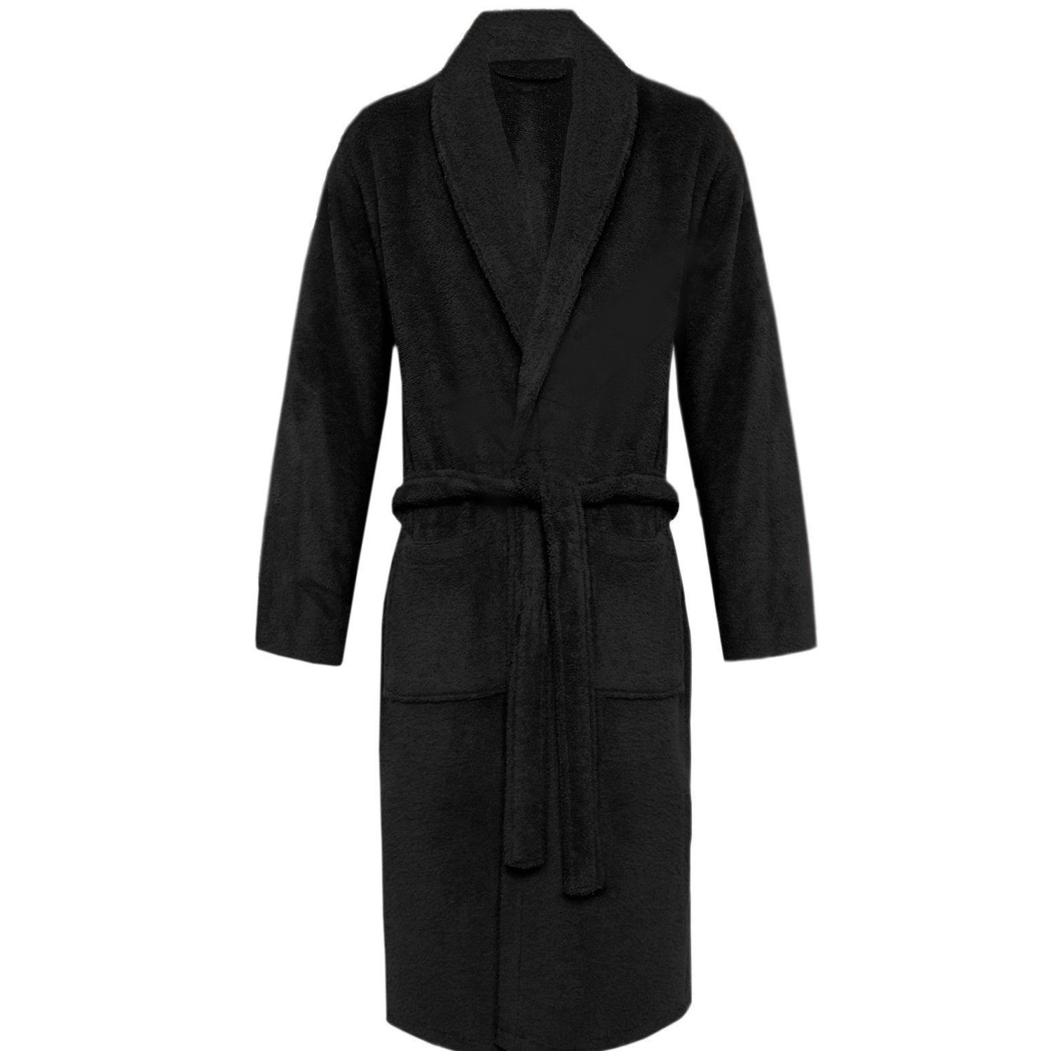 Black Plush Soft Warm Fleece Unisex Robe