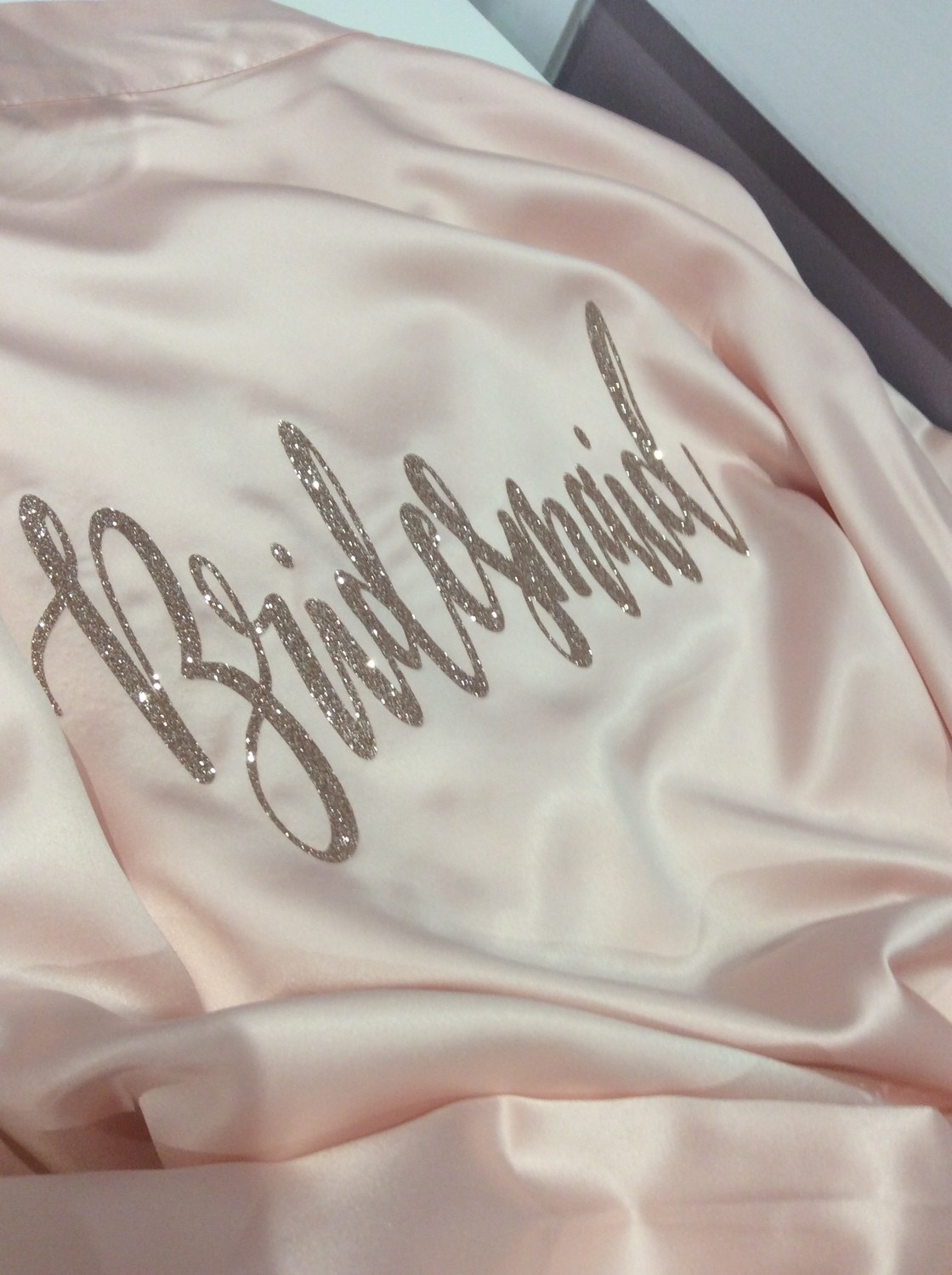 Personalised  glitter/ foil  matte satin lace edged robes