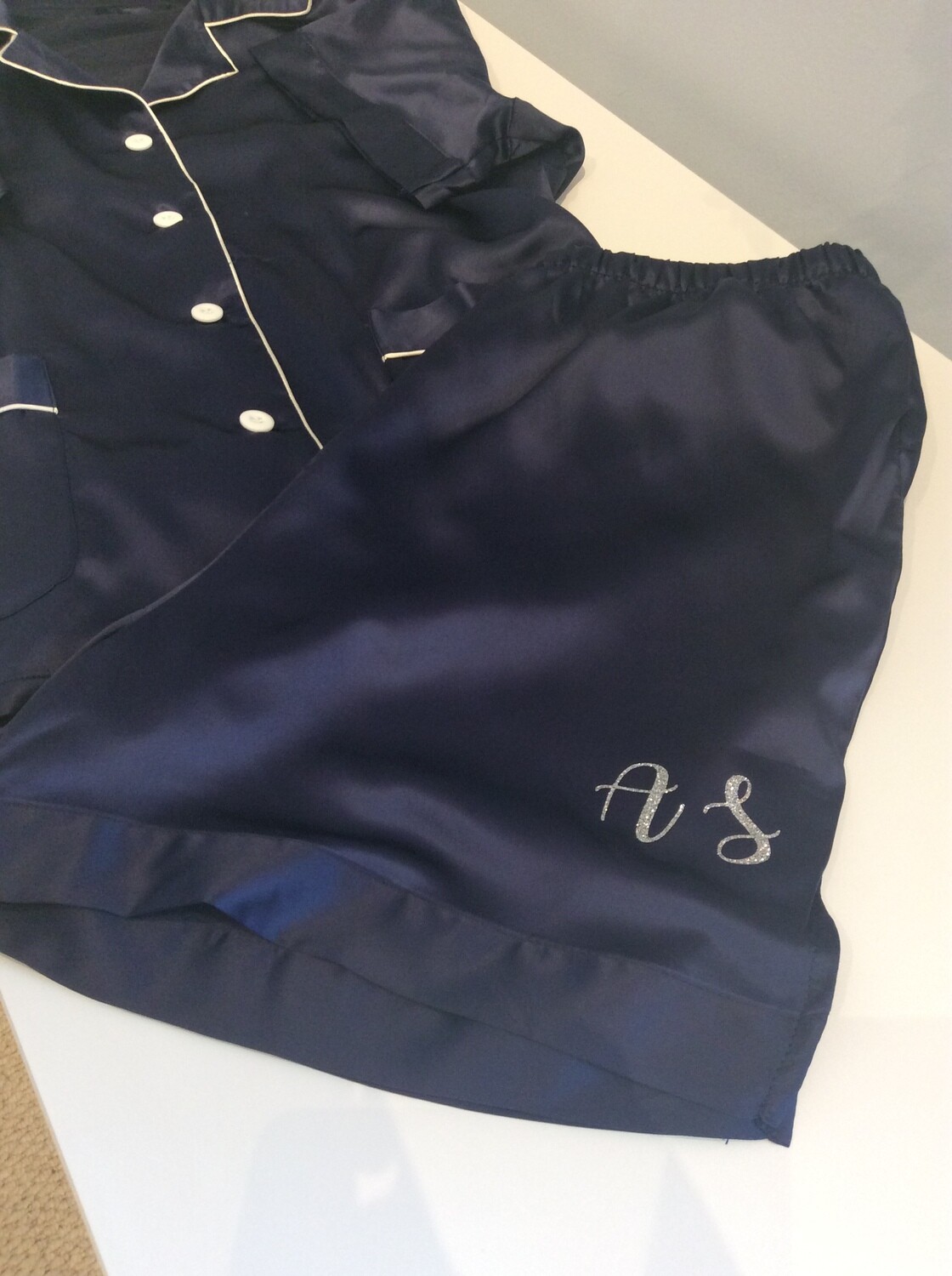 Personalised matte satin PJ short set