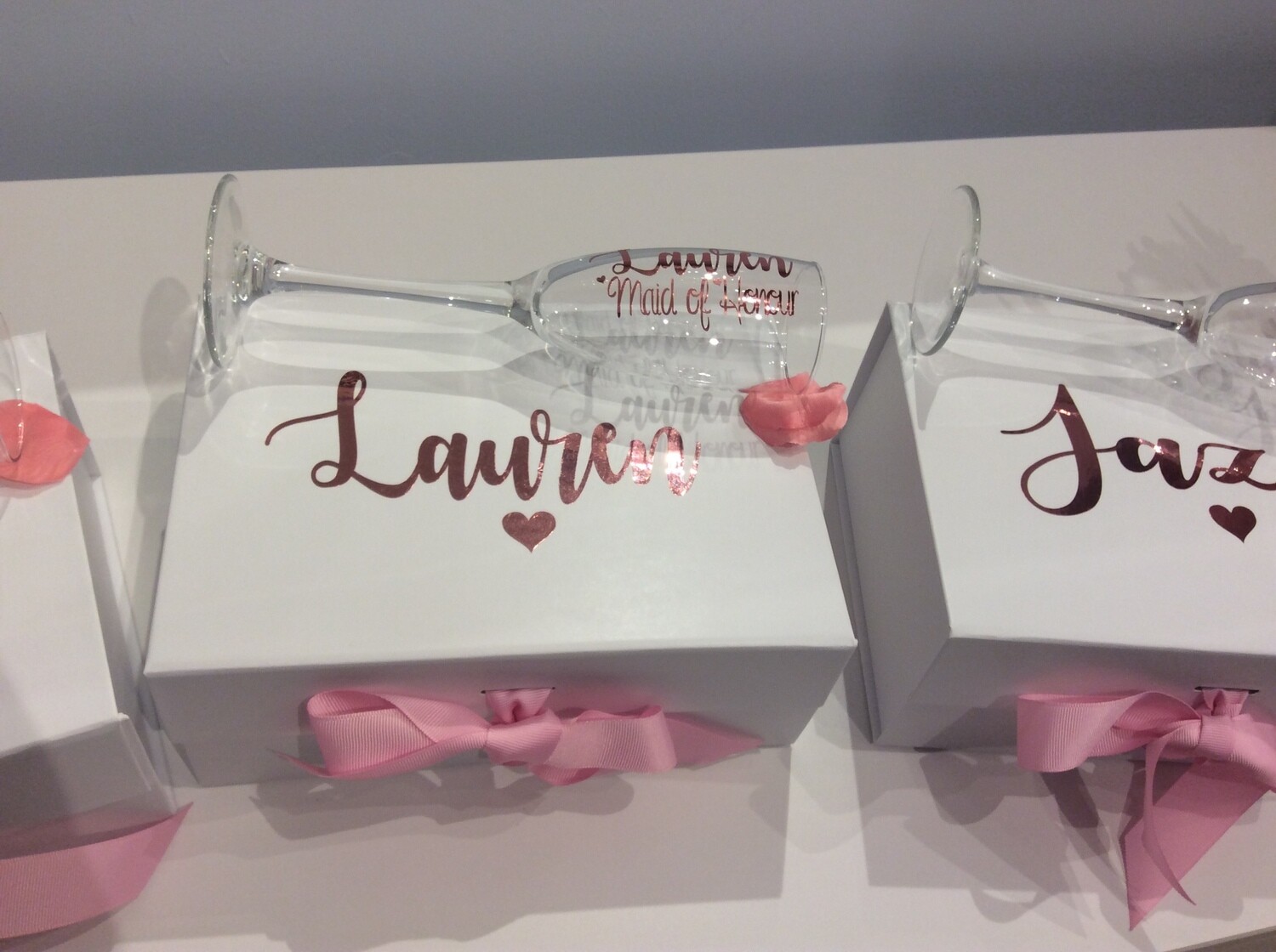 Personalised proposal medium  ribbon box &amp; matching FREE champagne flute