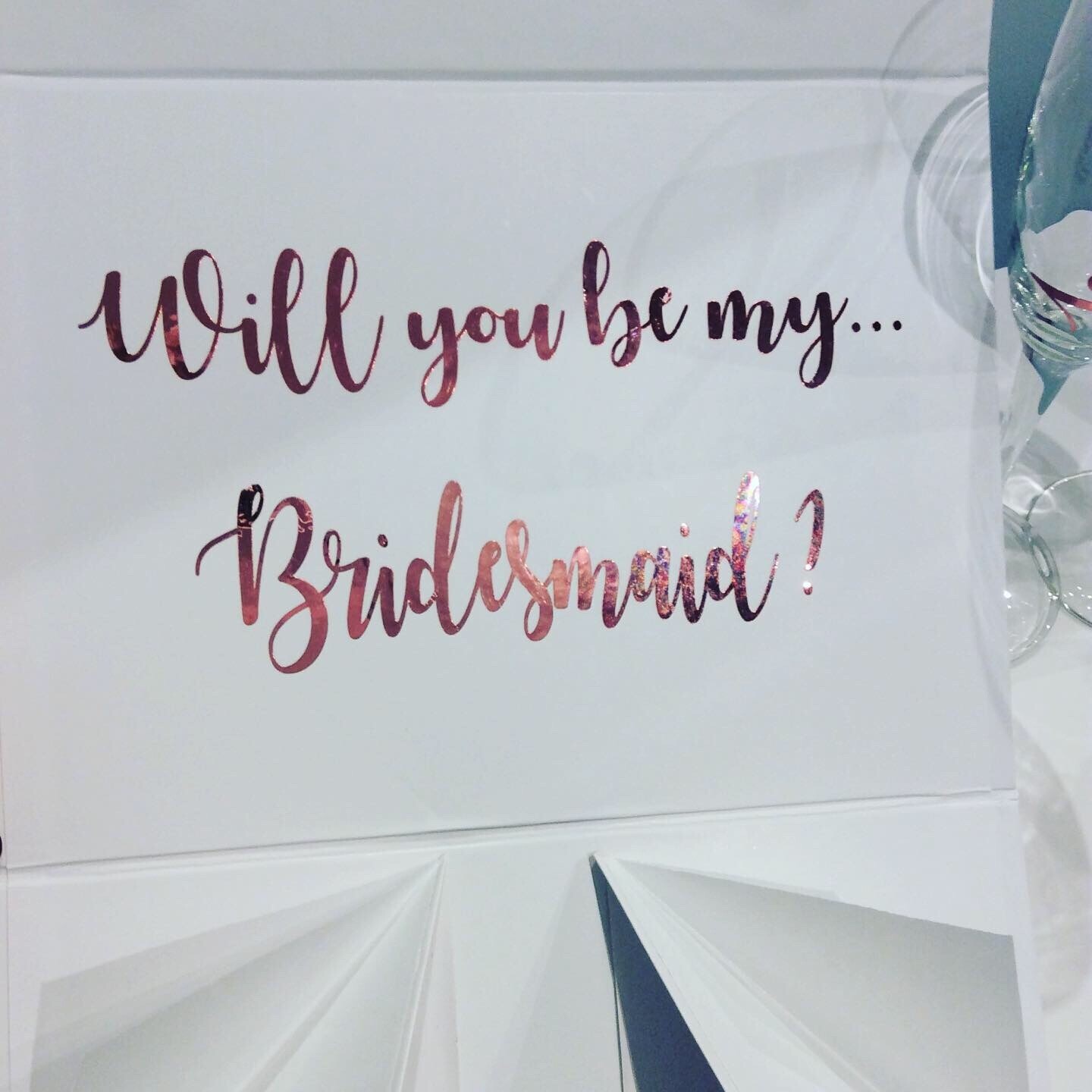 Personalised proposal medium  ribbon box &amp; matching FREE champagne flute