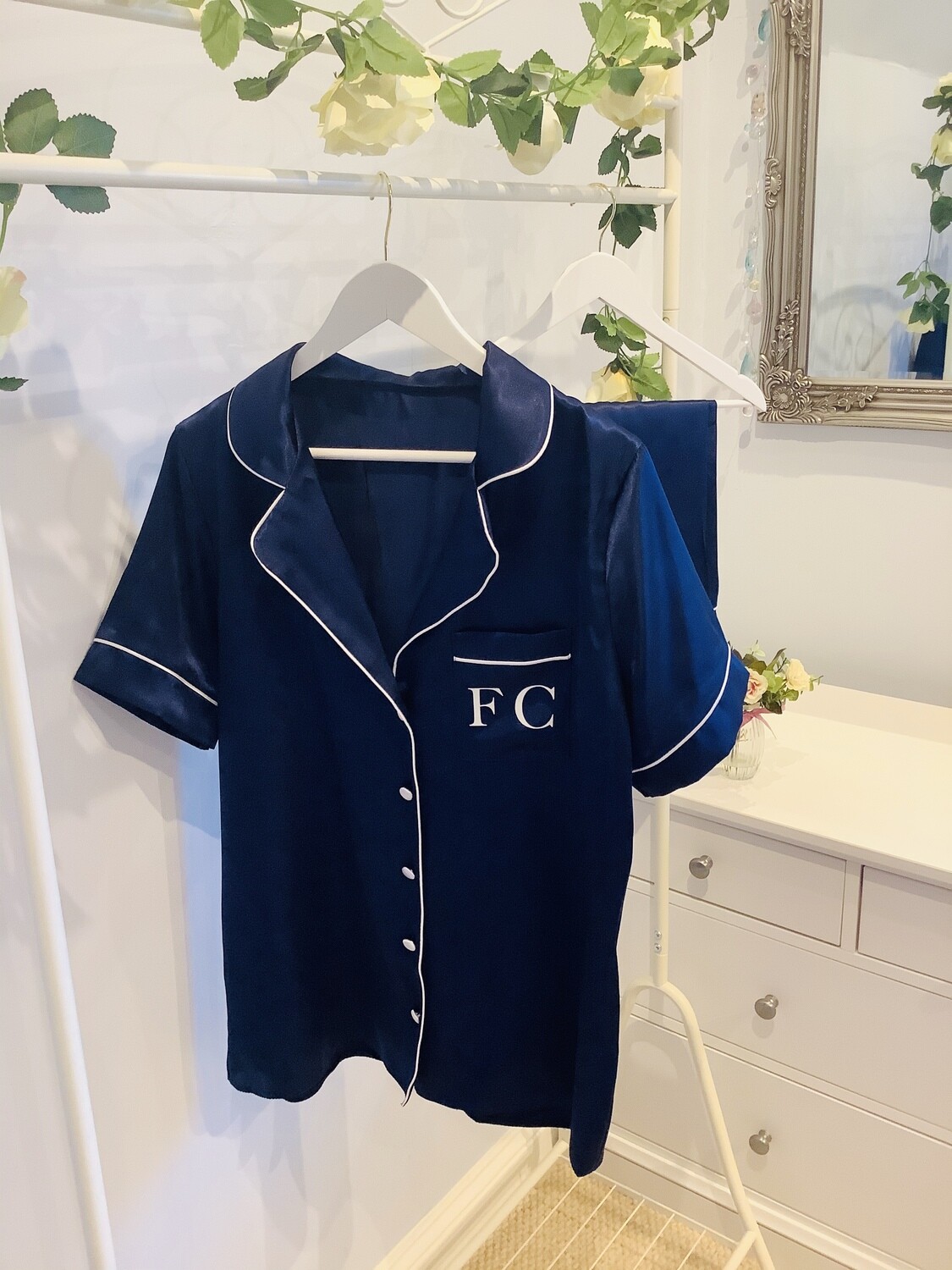 Personalised matte satin PJ short set