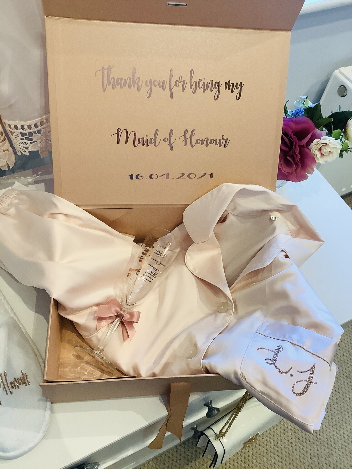 Personalised matte satin PJ short set