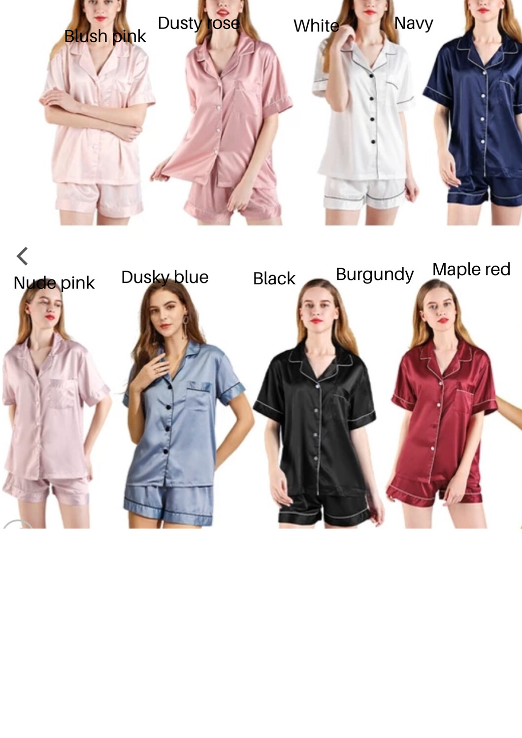 Personalised matte satin PJ short set