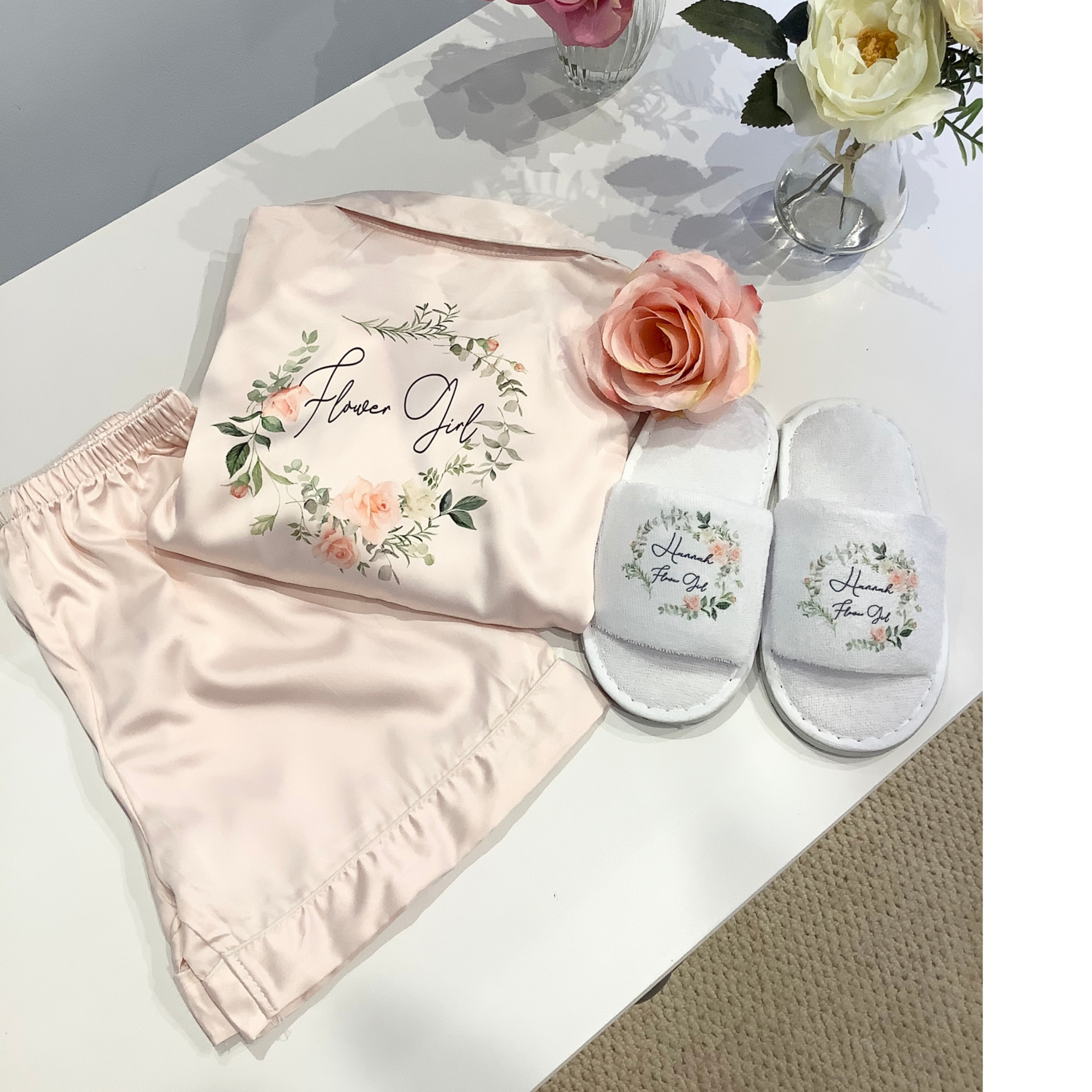 Personalised Children’s matte satin short pjs