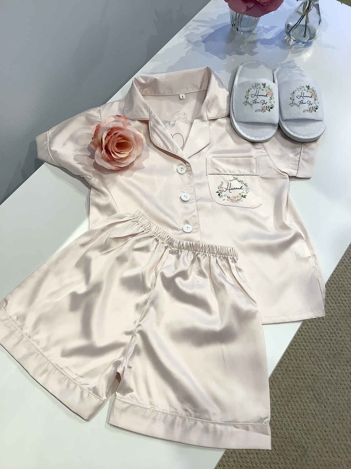 Personalised Children’s matte satin short pjs