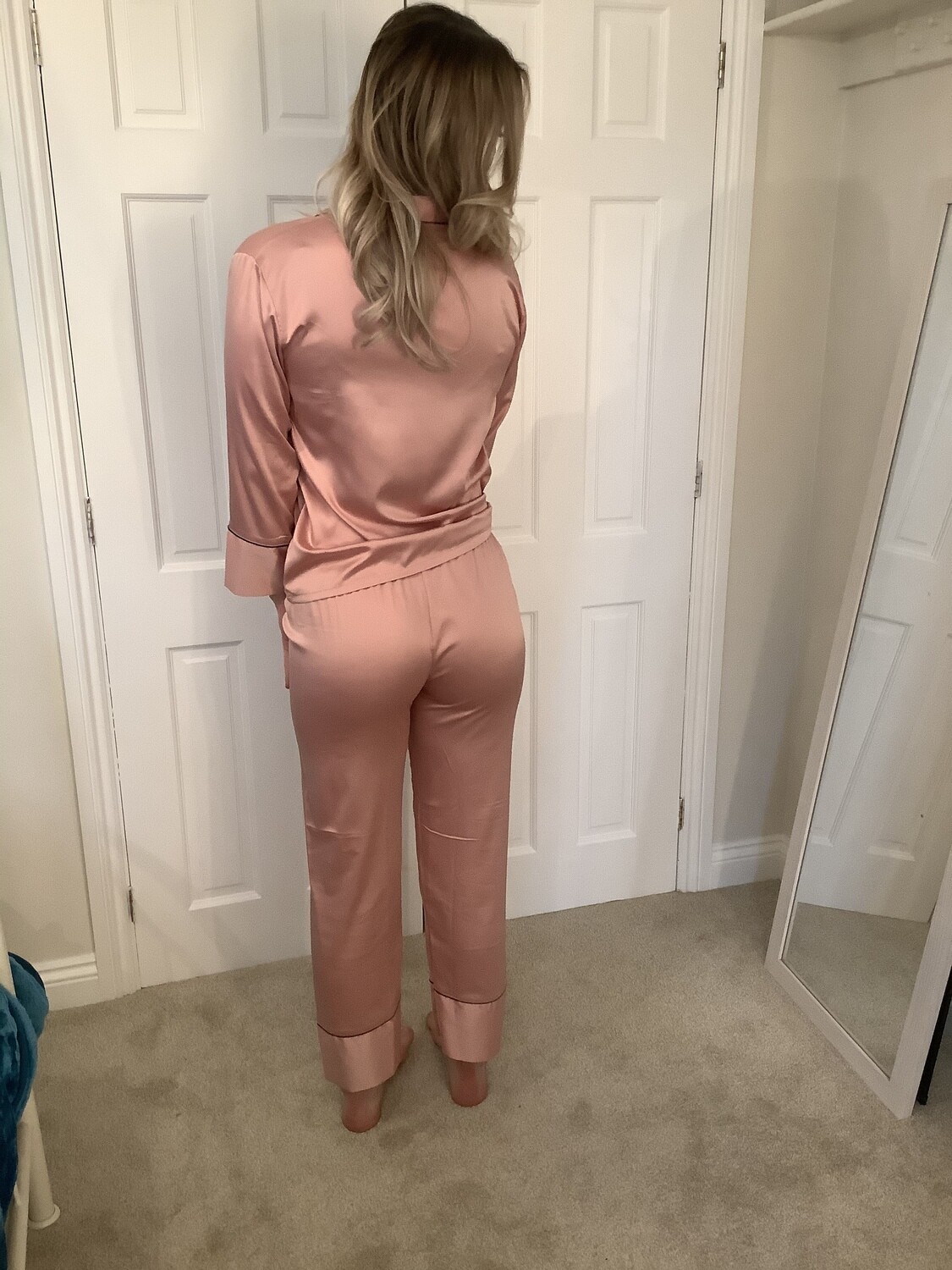 Personalised matte satin long trouser/ sleeved pjs