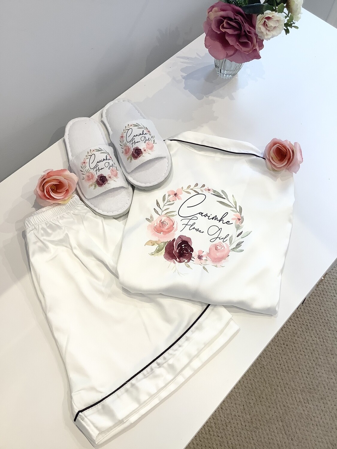 Personalised Children’s matte satin short pjs
