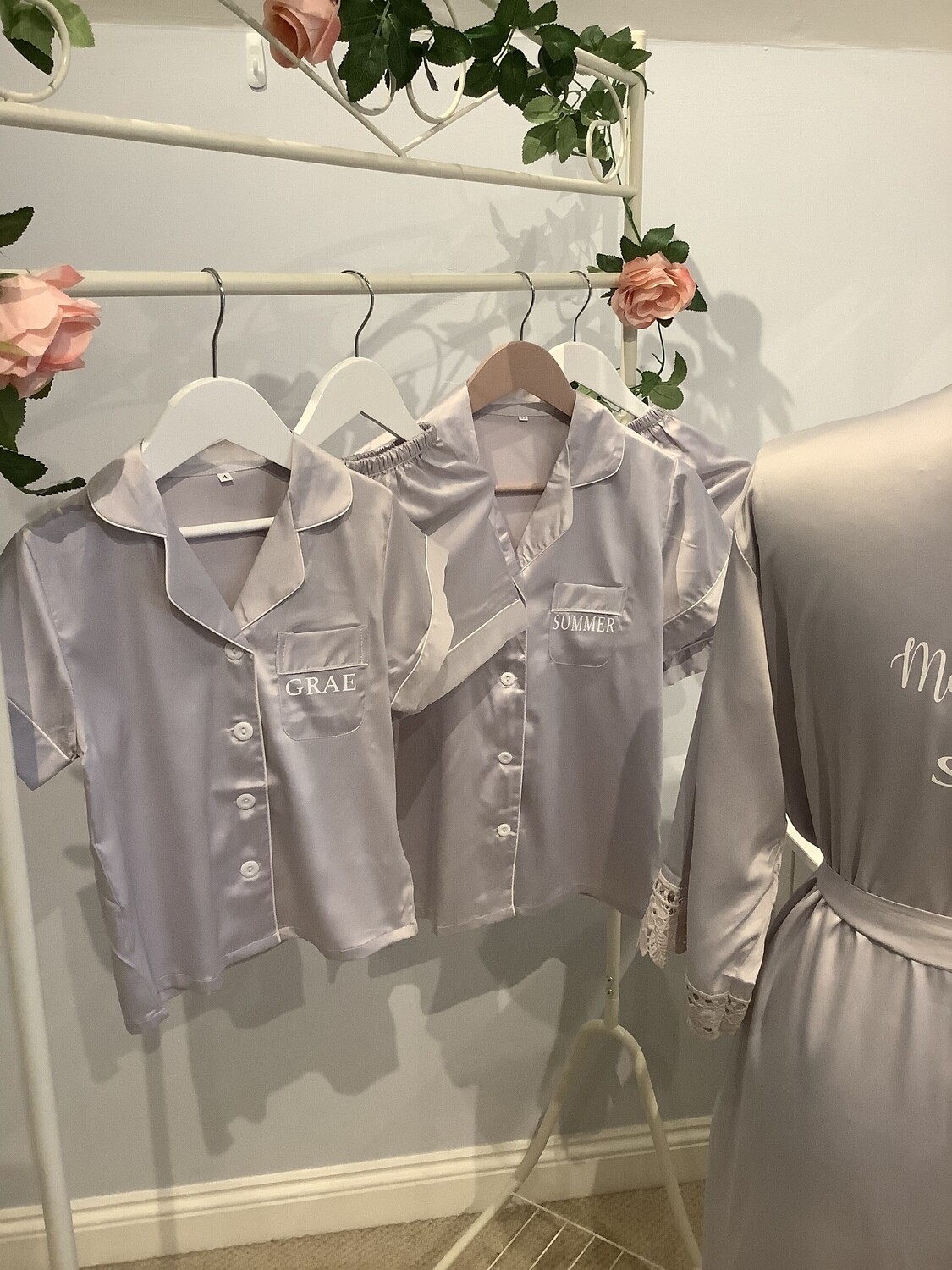 Personalised Children’s matte satin short pjs