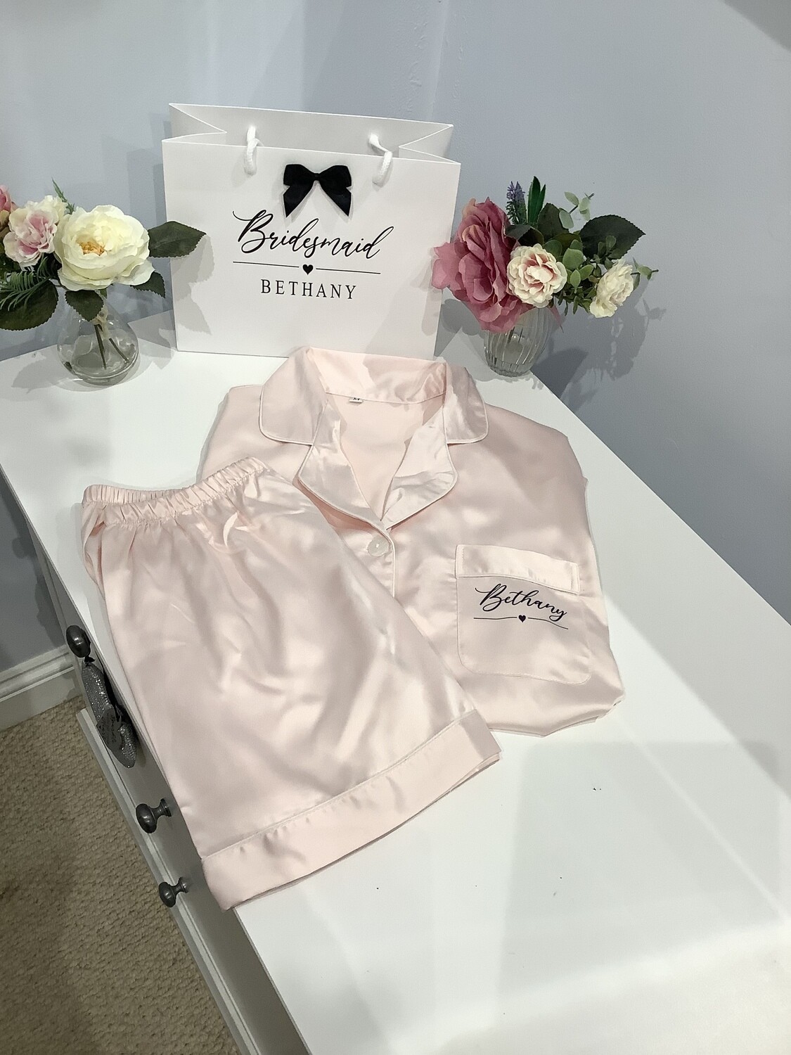 Personalised  satin short pyjamas EMILY