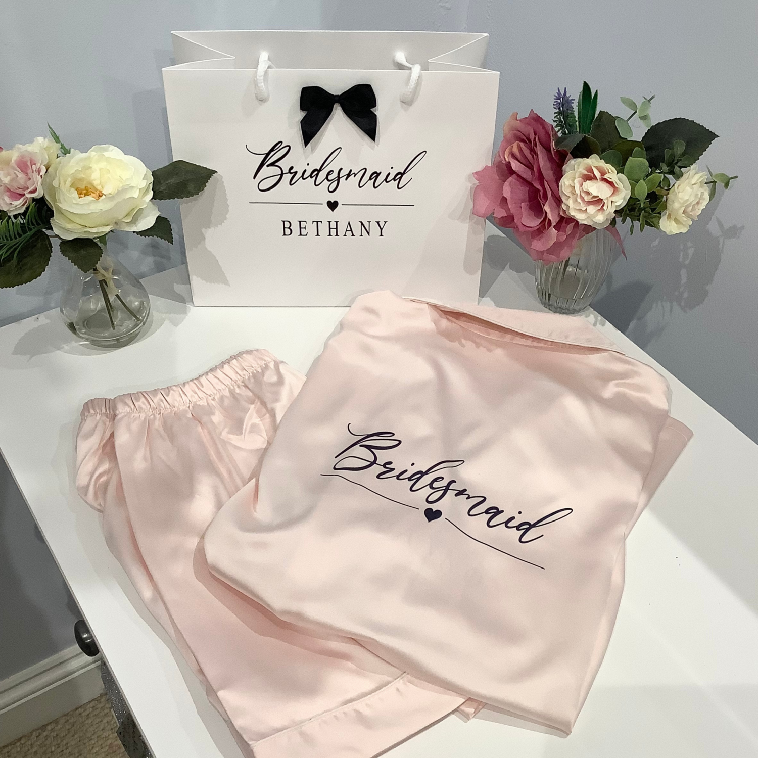 Personalised  satin short pyjamas EMILY