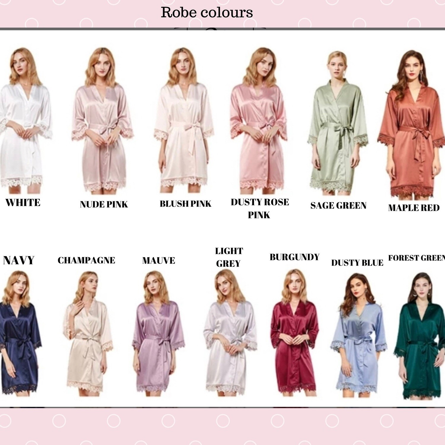Personalised bridesmaid satin lace robes NICOLE