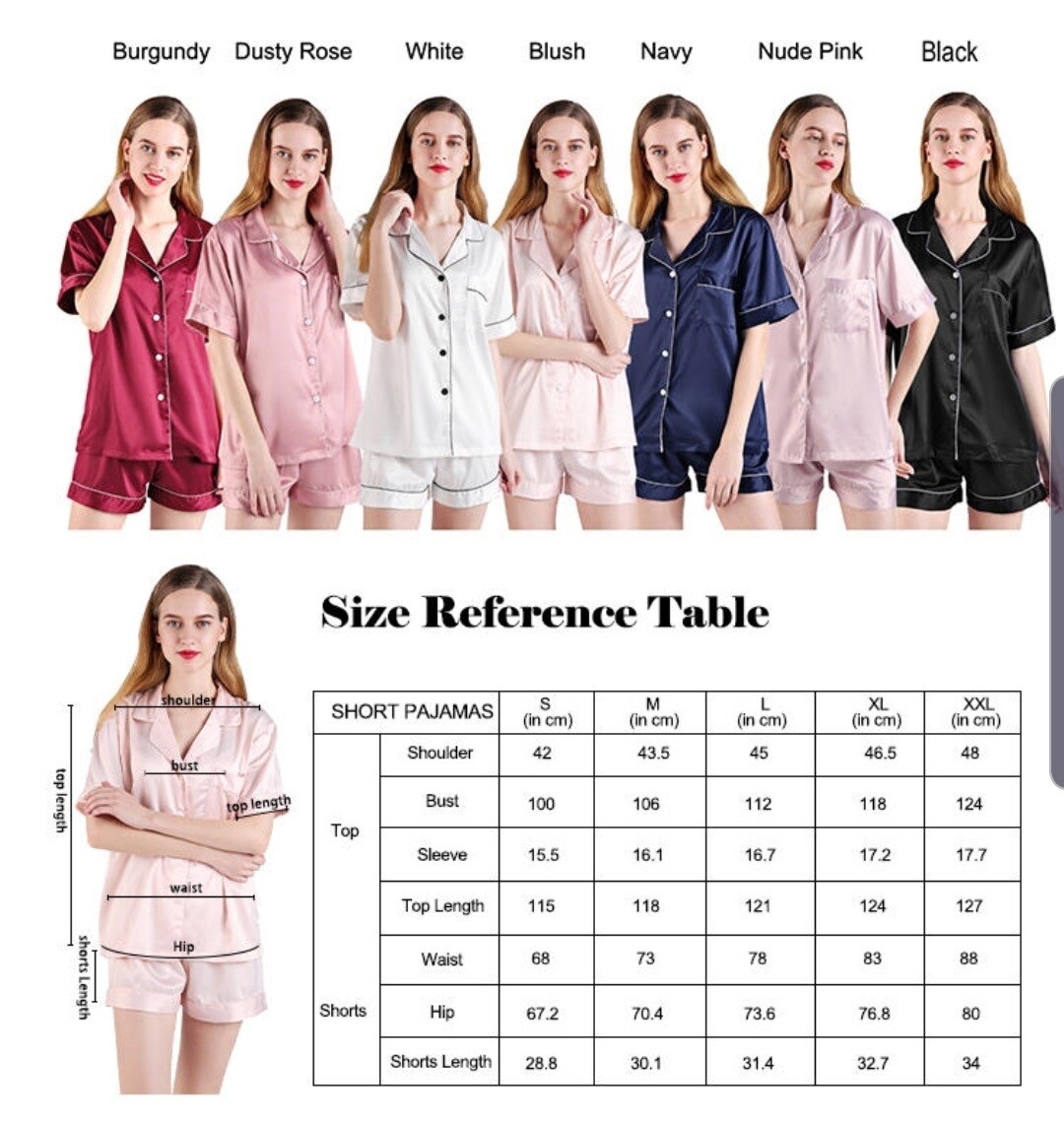 Personalised  satin short pyjamas EMILY