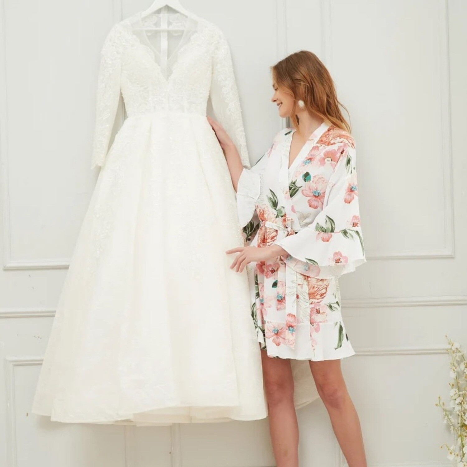 Floral cotton bridal robes EVA