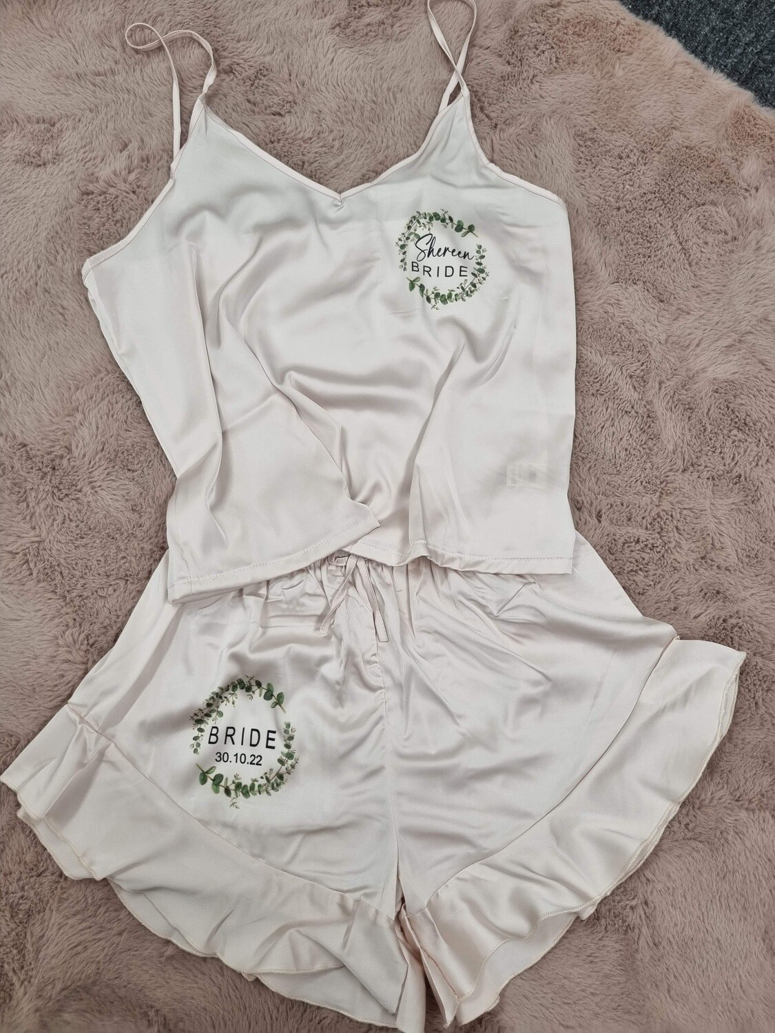 Personalised bridesmaid cami satin pj set LORNA