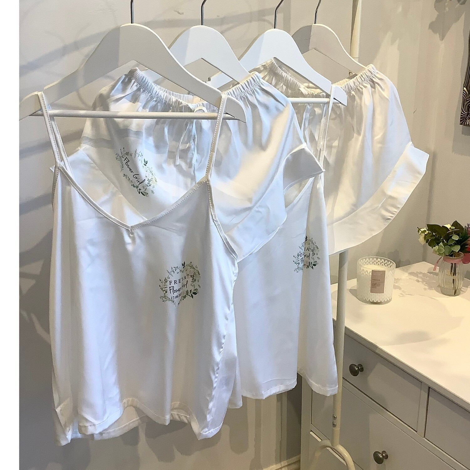 Personalised bridesmaid cami satin pj set LORNA
