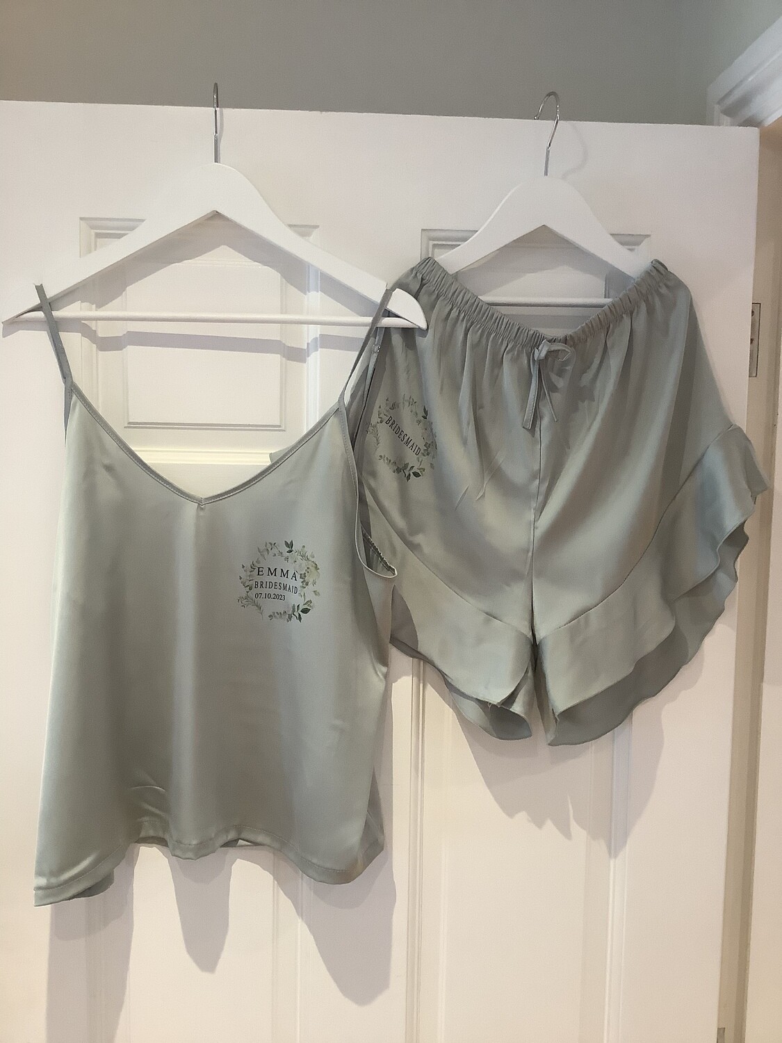 Personalised bridesmaid cami satin pj set LORNA