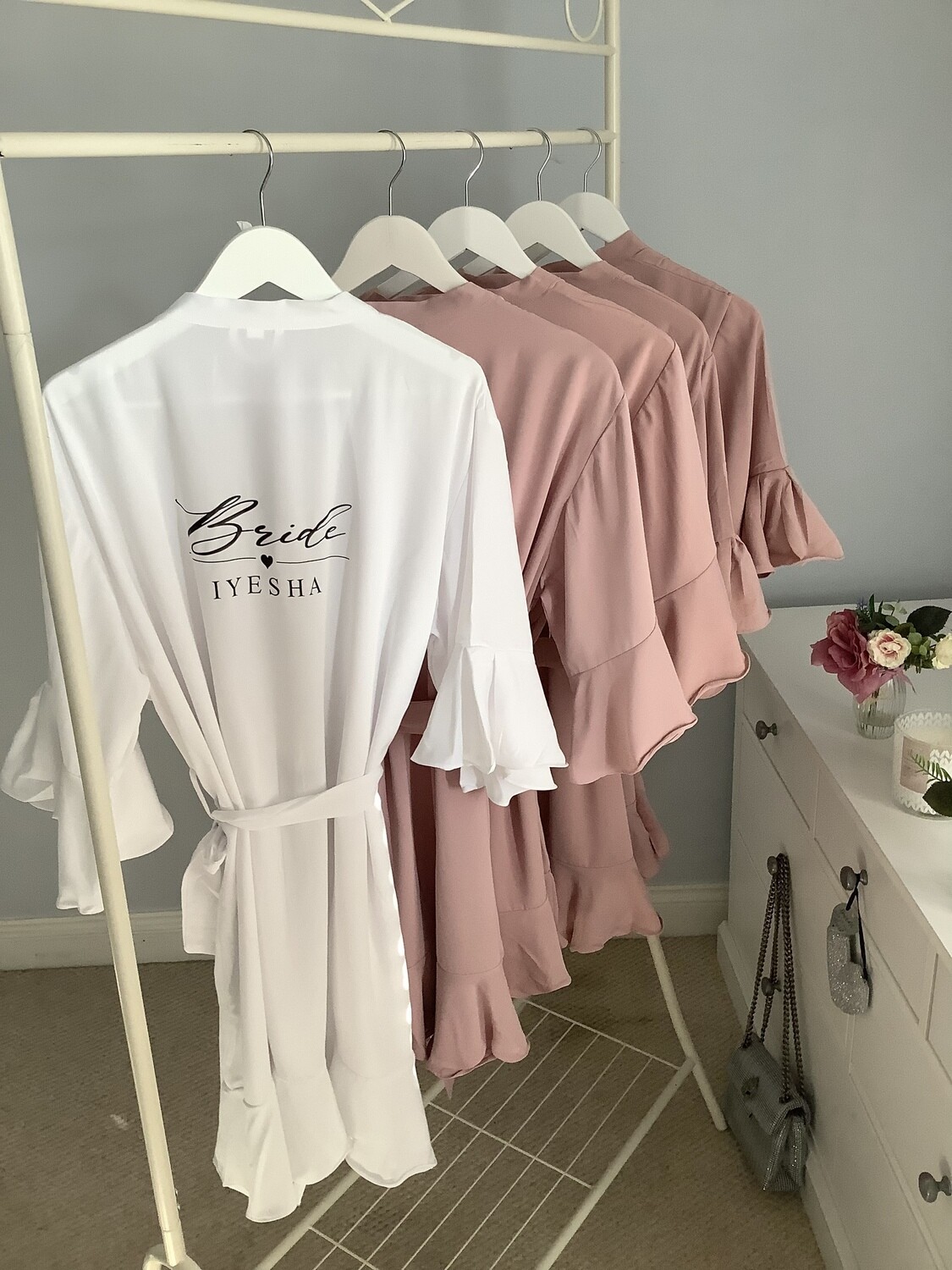 Personalised bridesmaid Ruffle Robes GEORGIA