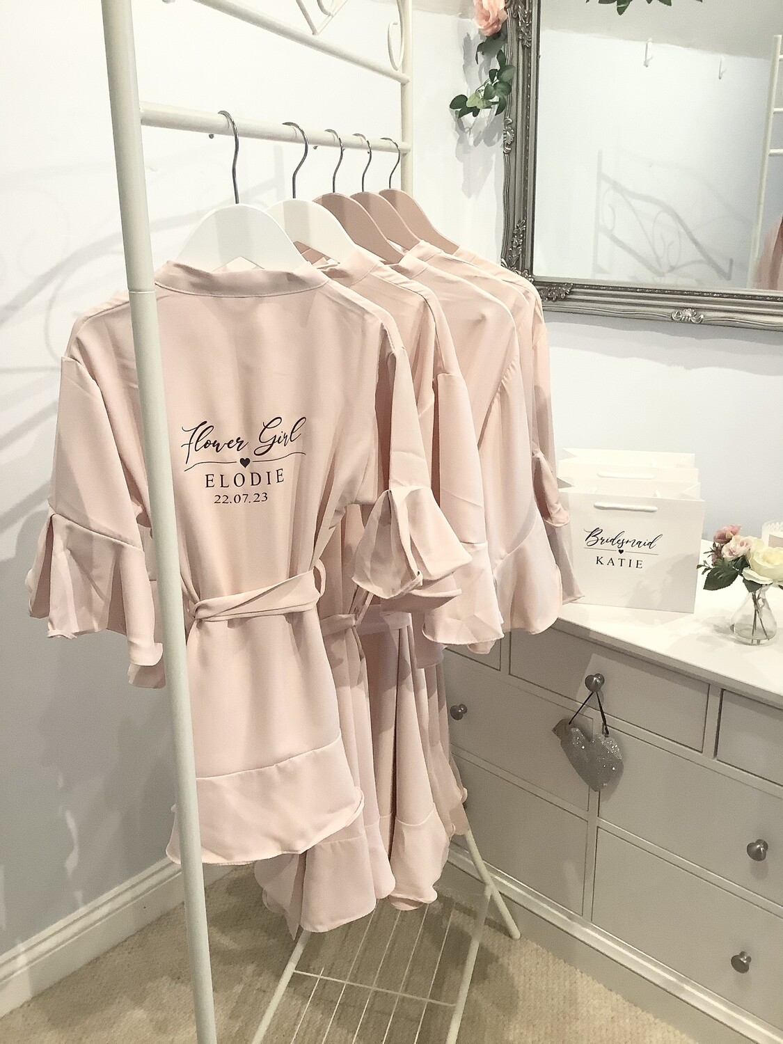 Personalised bridesmaid Ruffle Robes GEORGIA