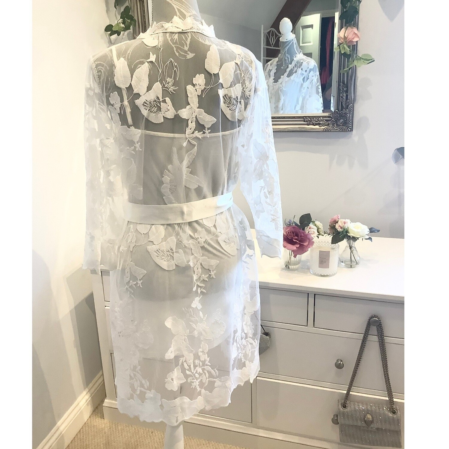 SASHA full lace white bride robe