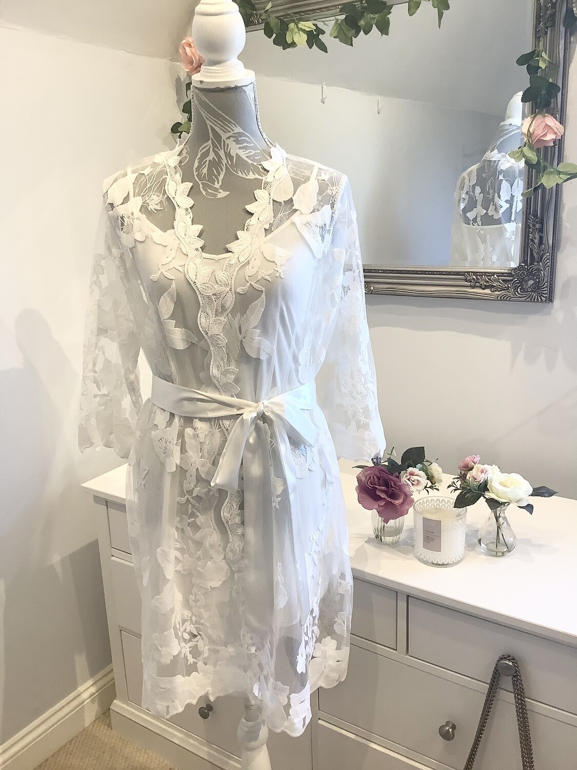 SASHA full lace white bride robe