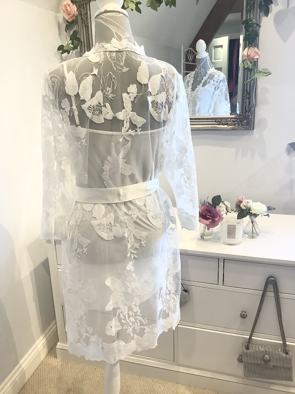 SASHA full lace white bride robe