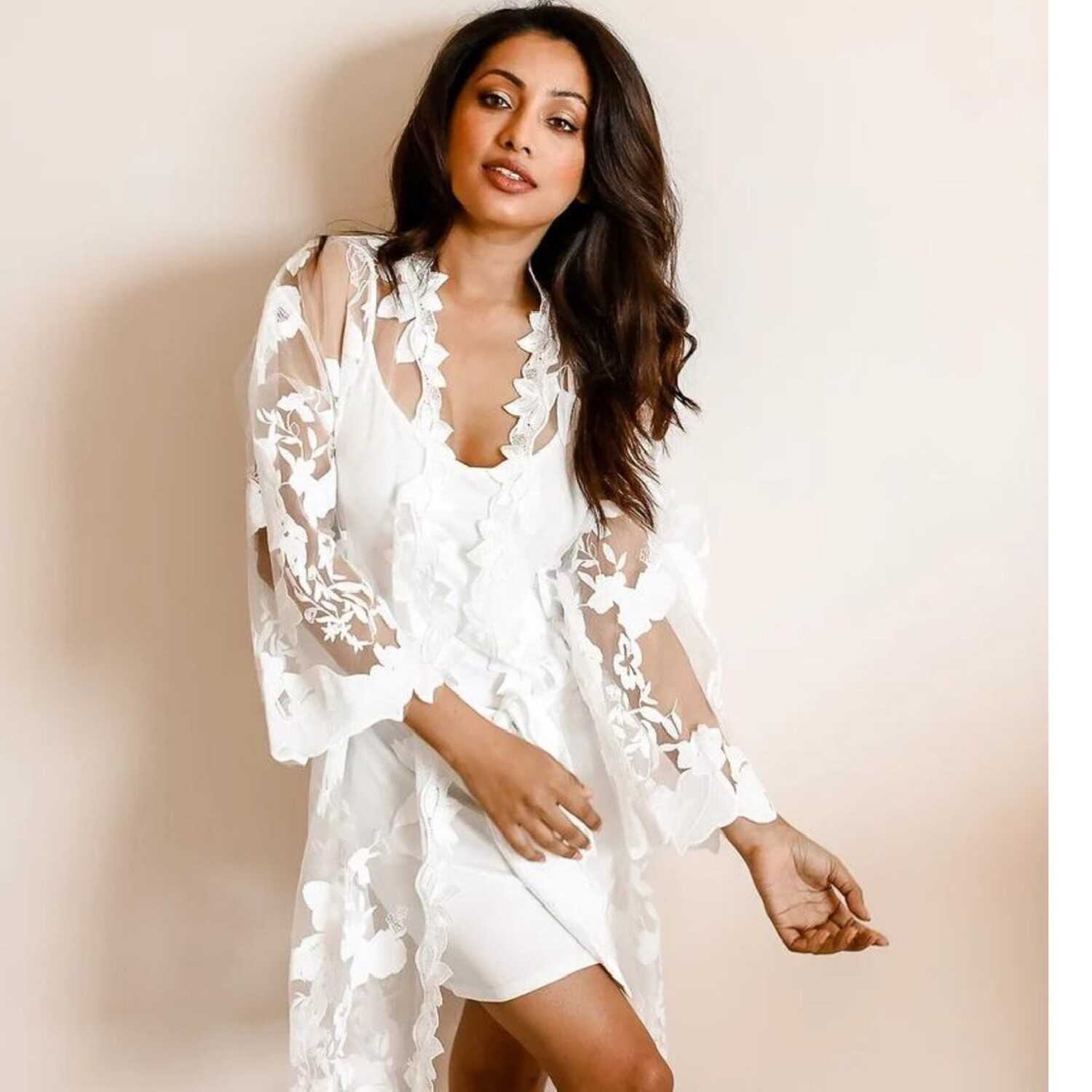 SASHA full lace white bride robe