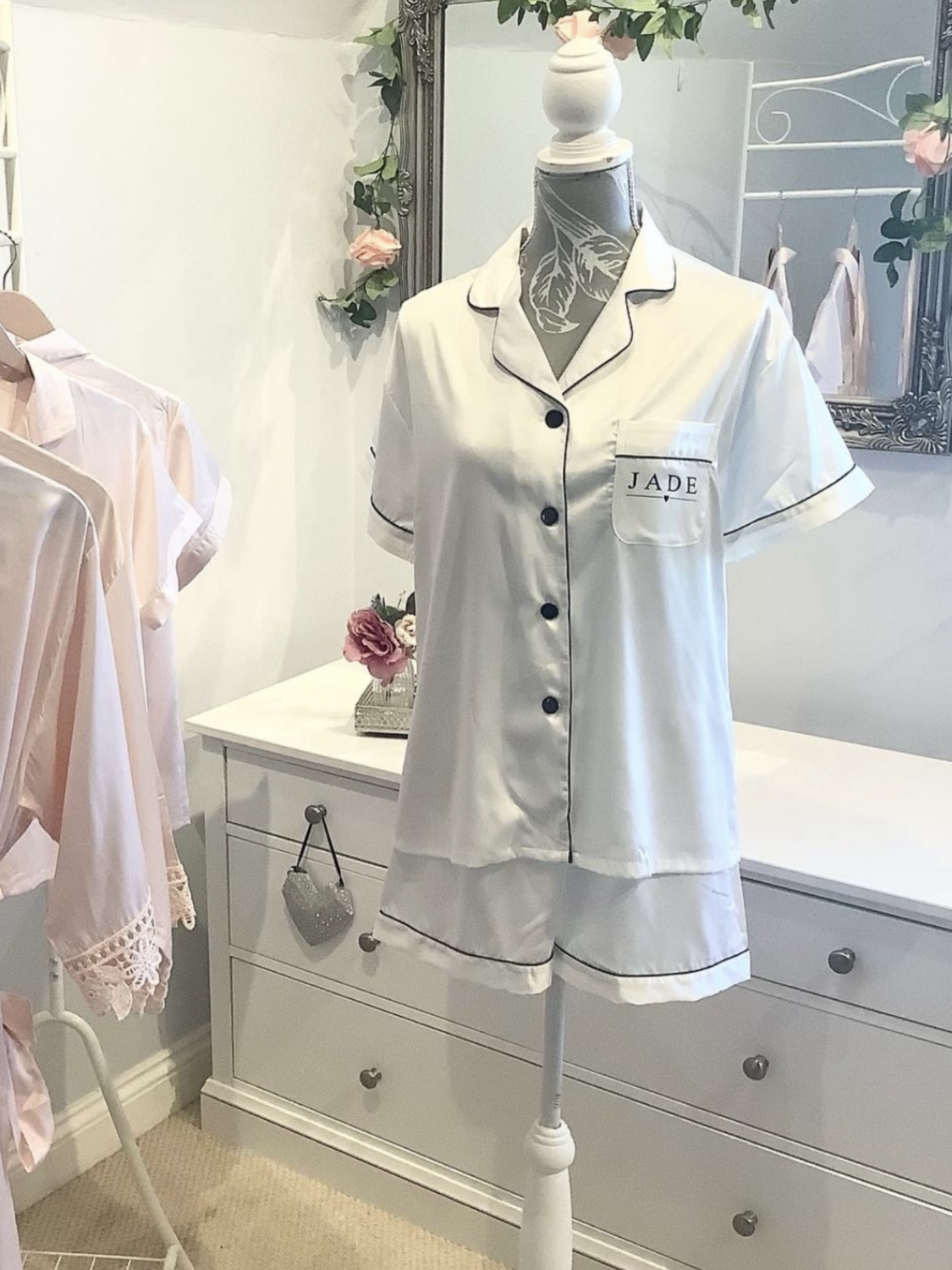 Personalised  satin short pyjamas EMILY