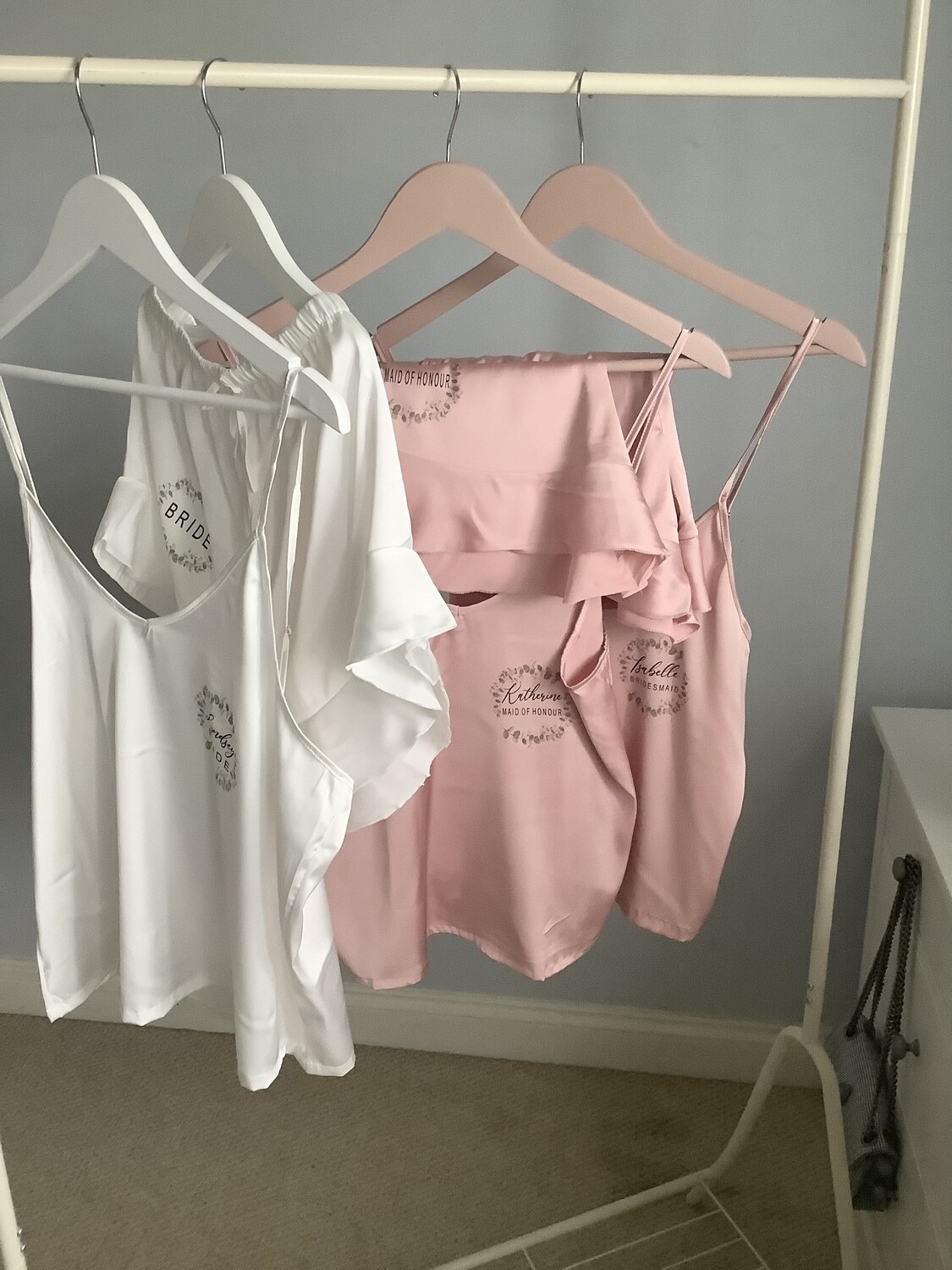 Personalised bridesmaid cami satin pj set LORNA