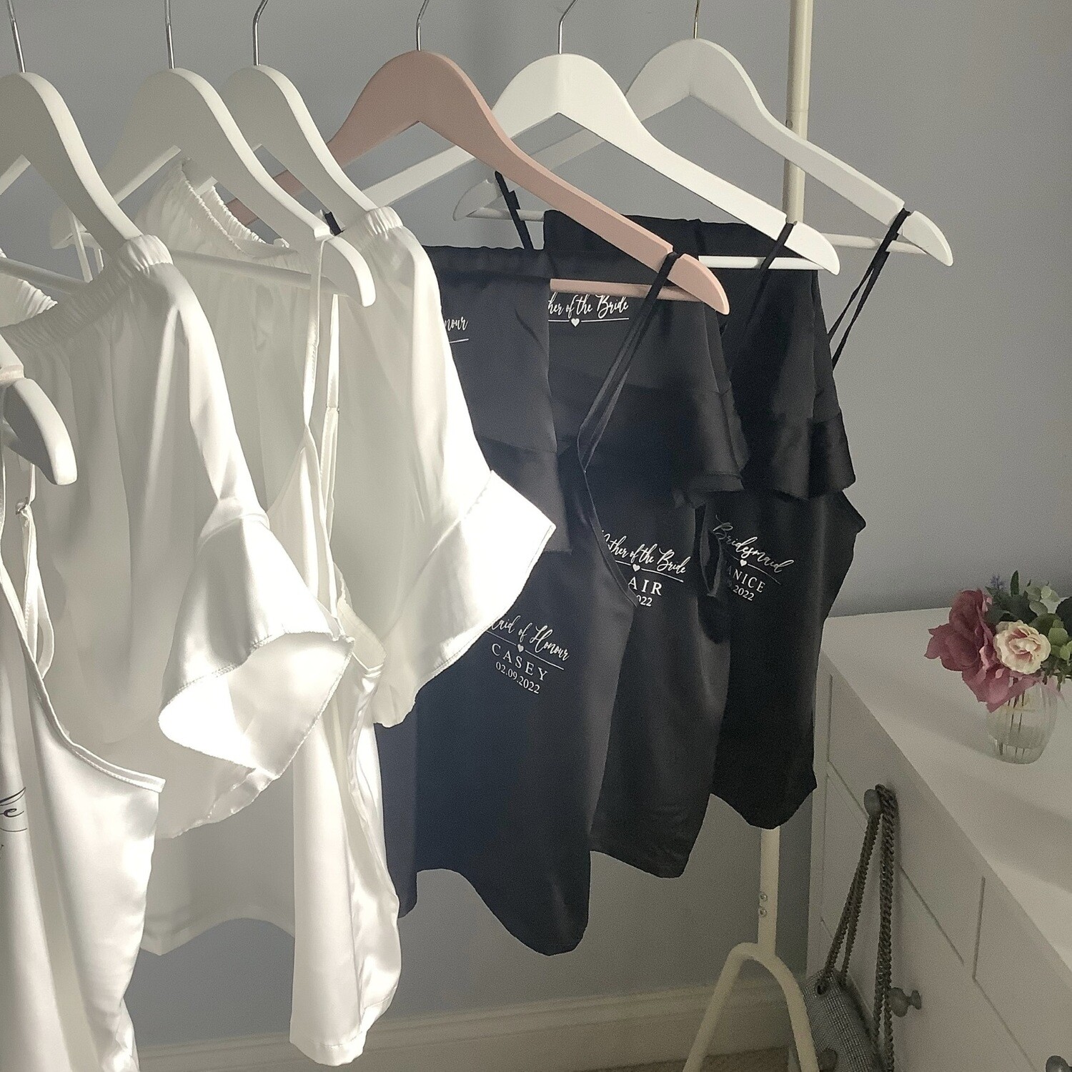 Personalised bridesmaid cami satin pj set LORNA
