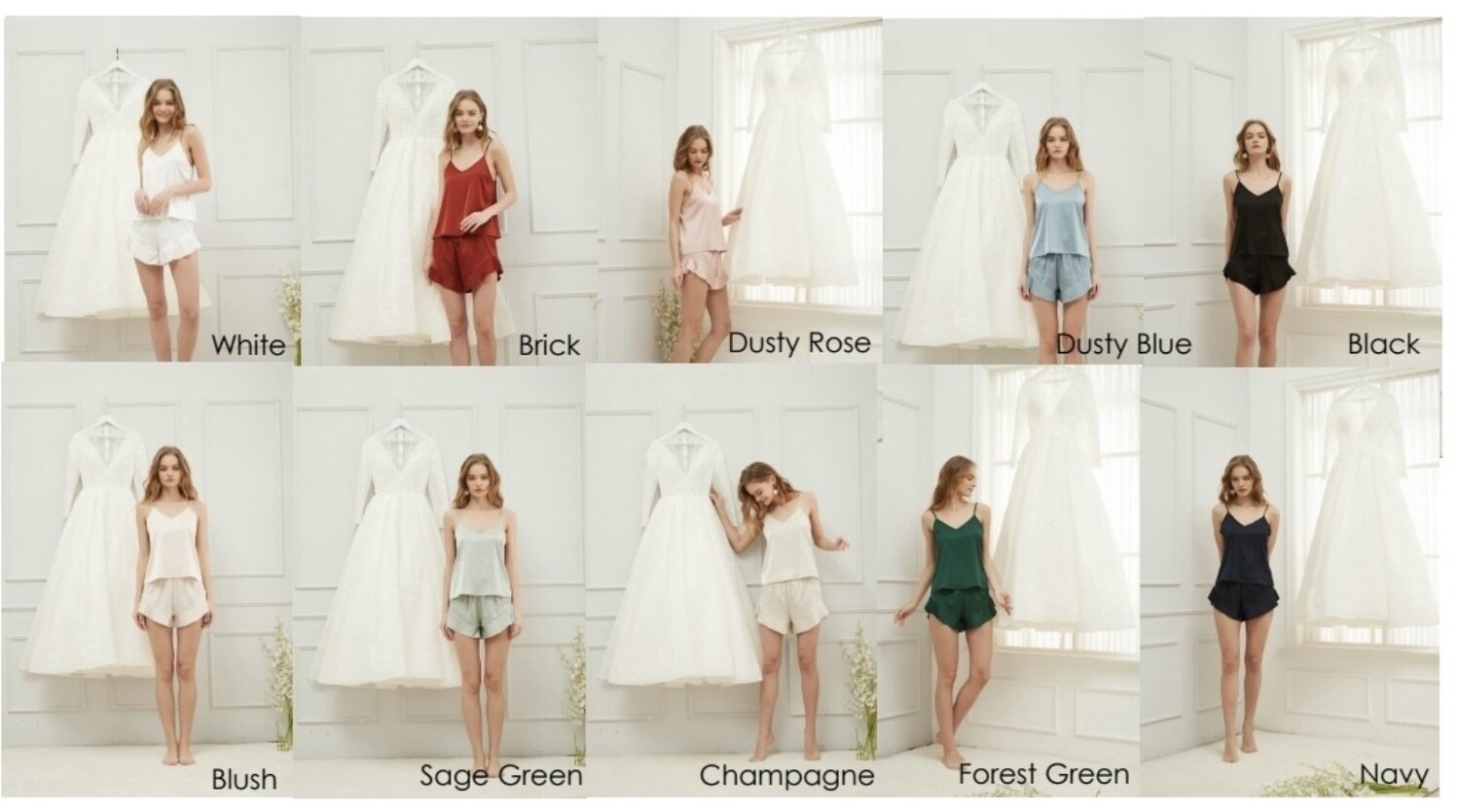 Personalised bridesmaid cami satin pj set LORNA