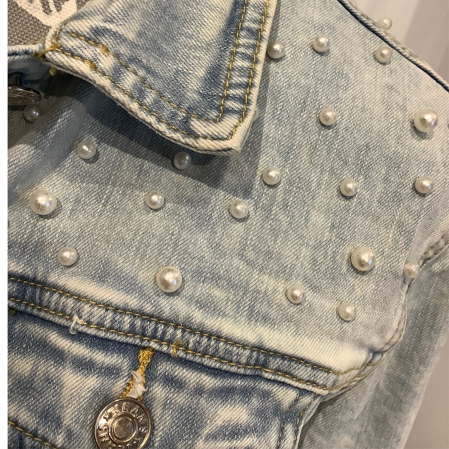 Personalised bride Pearl denim jacket