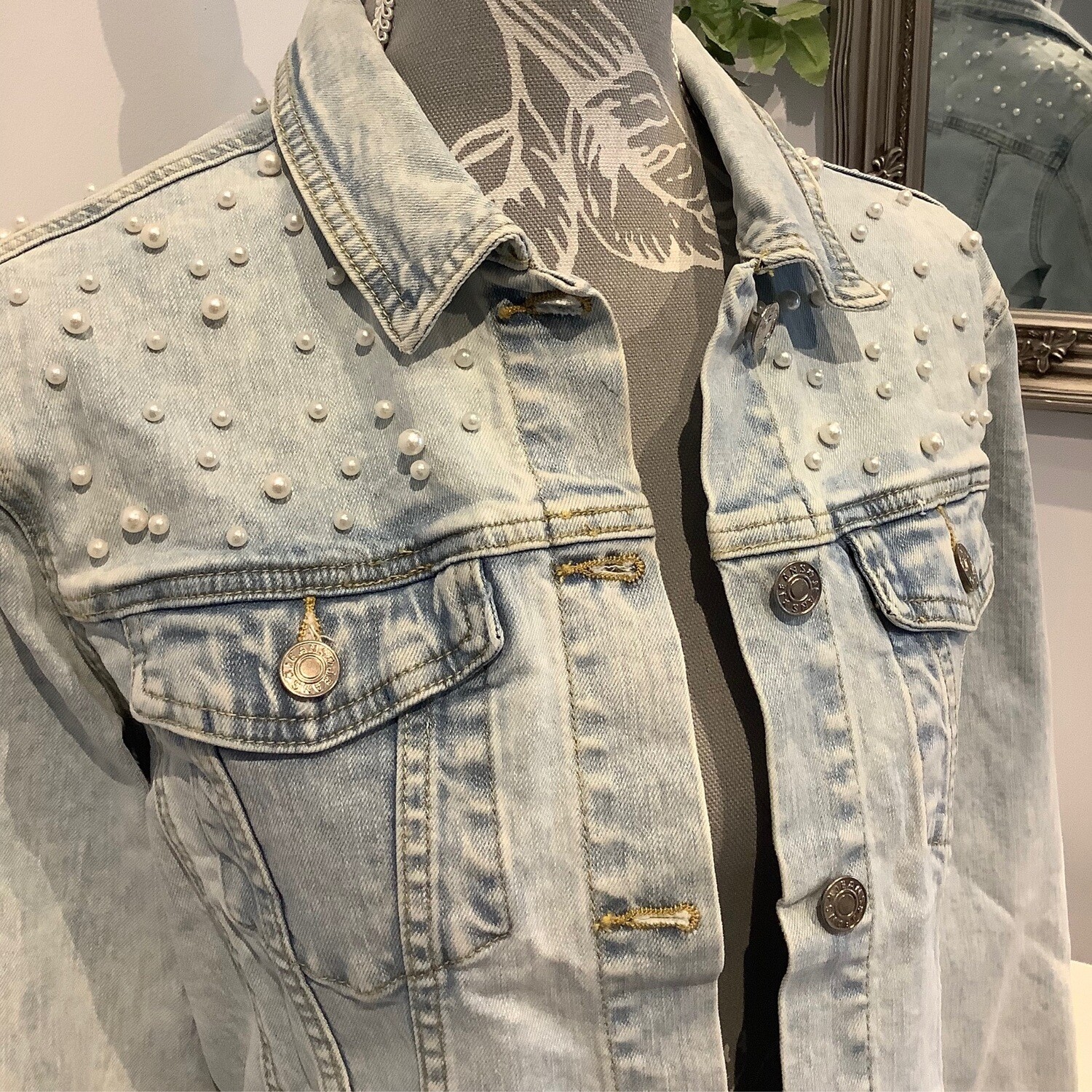 Personalised bride Pearl denim jacket