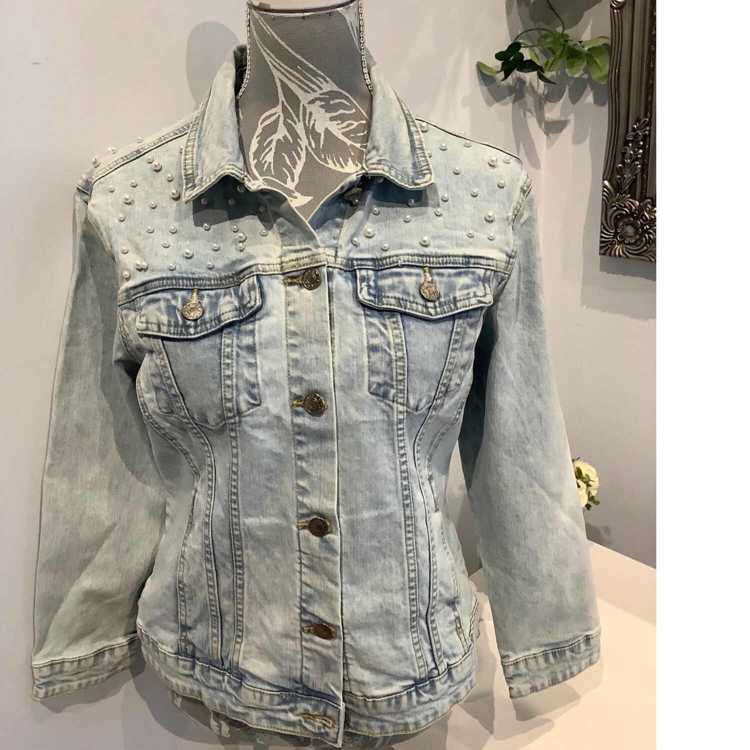 Personalised bride Pearl denim jacket