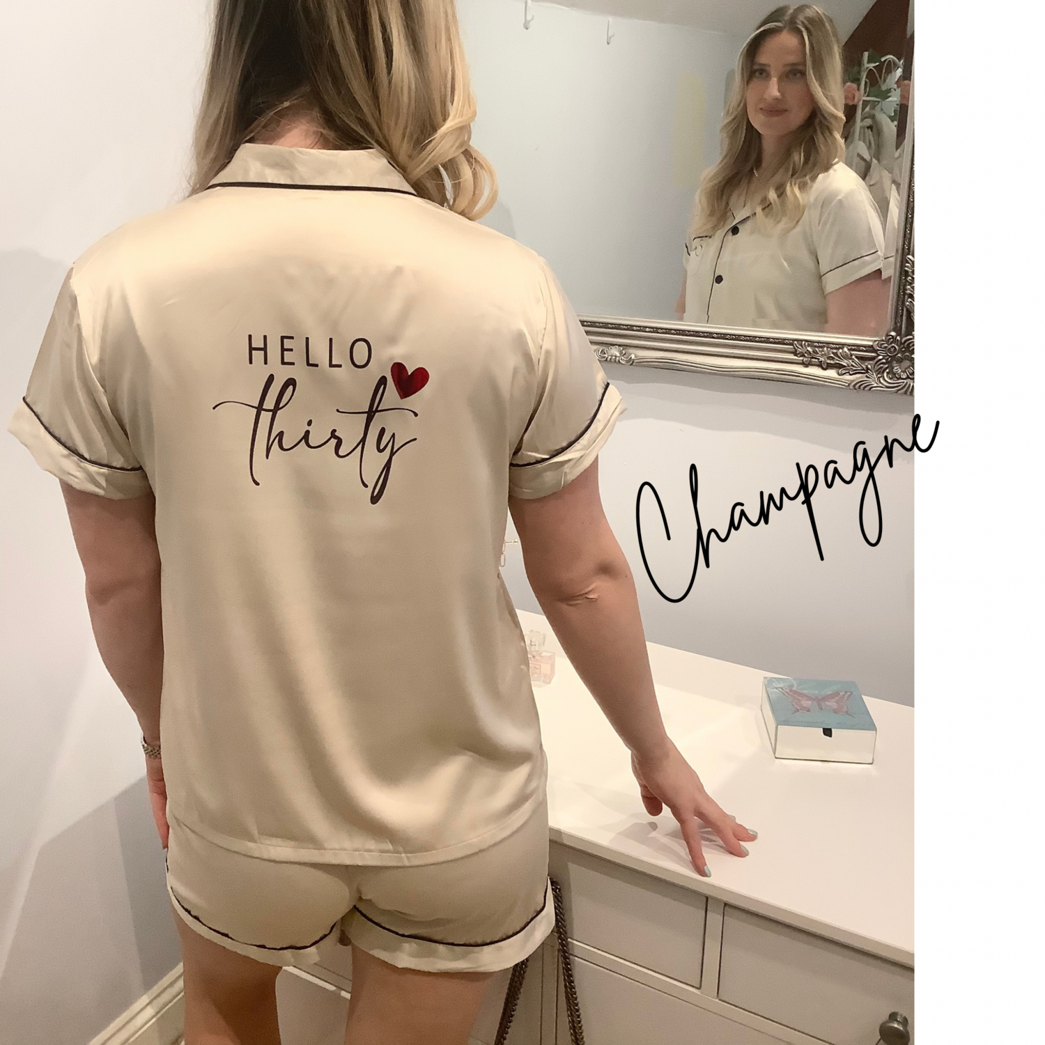 Personalised birthday pj set, Hello forty, Hello thirty, Hello twenty one