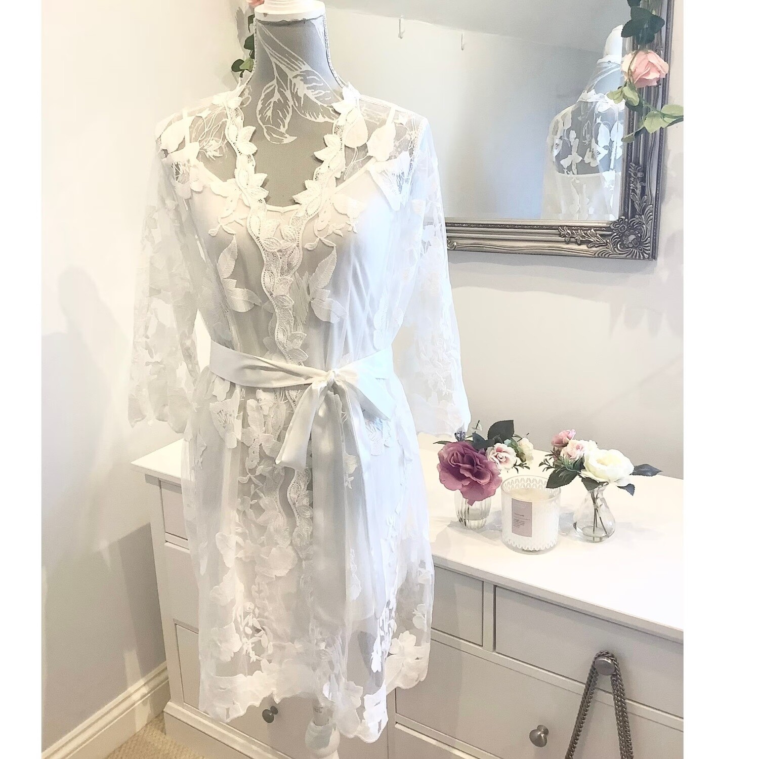 Full lace Embroidered Bridal robe SASHA
