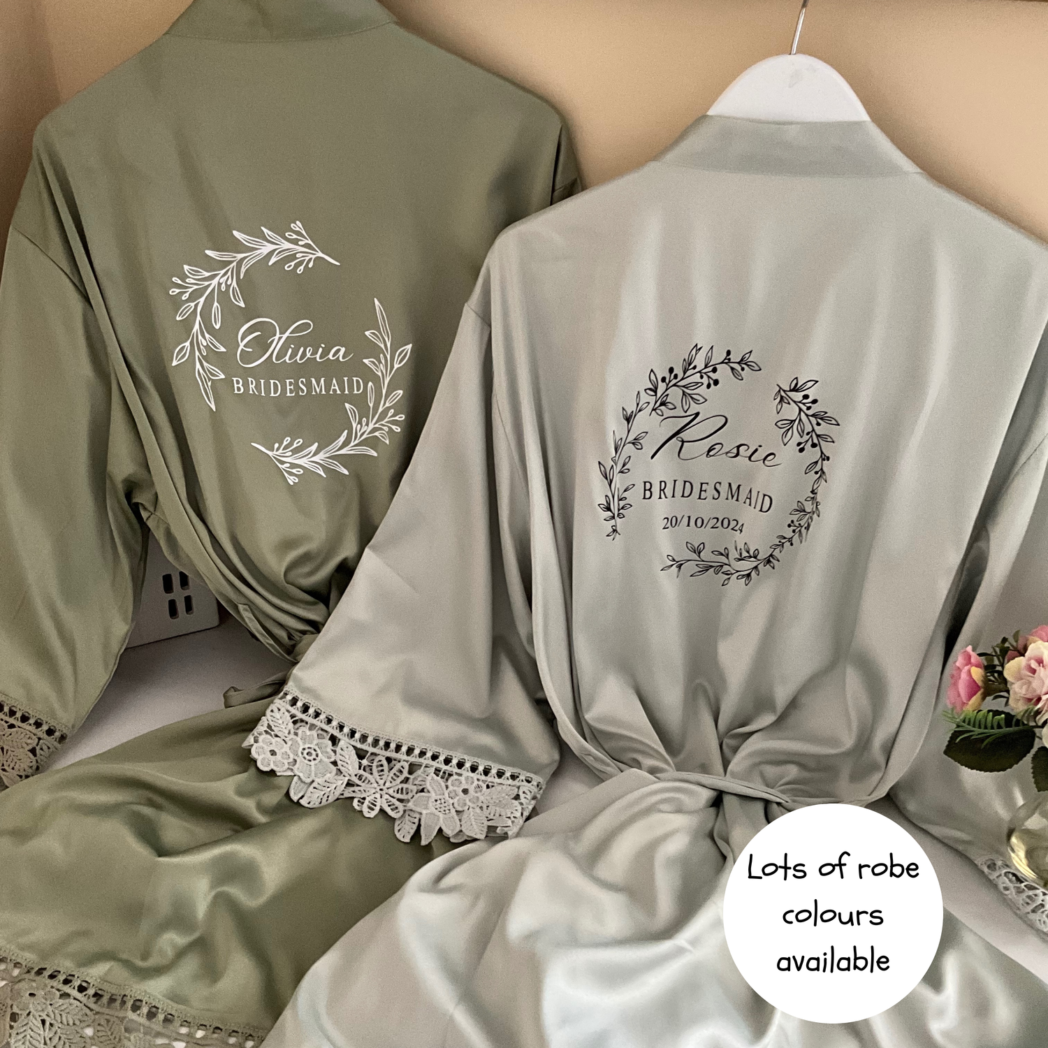 Bridesmaid satin lace robe OLIVIA