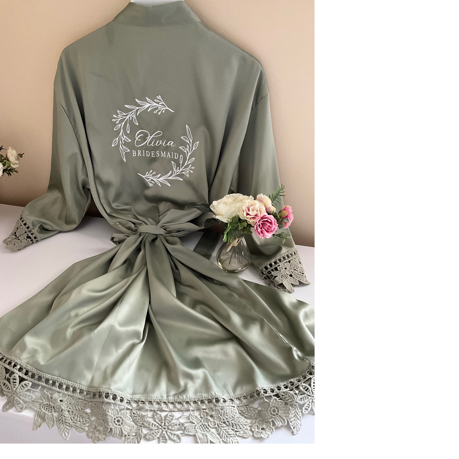 Bridesmaid satin lace robe OLIVIA
