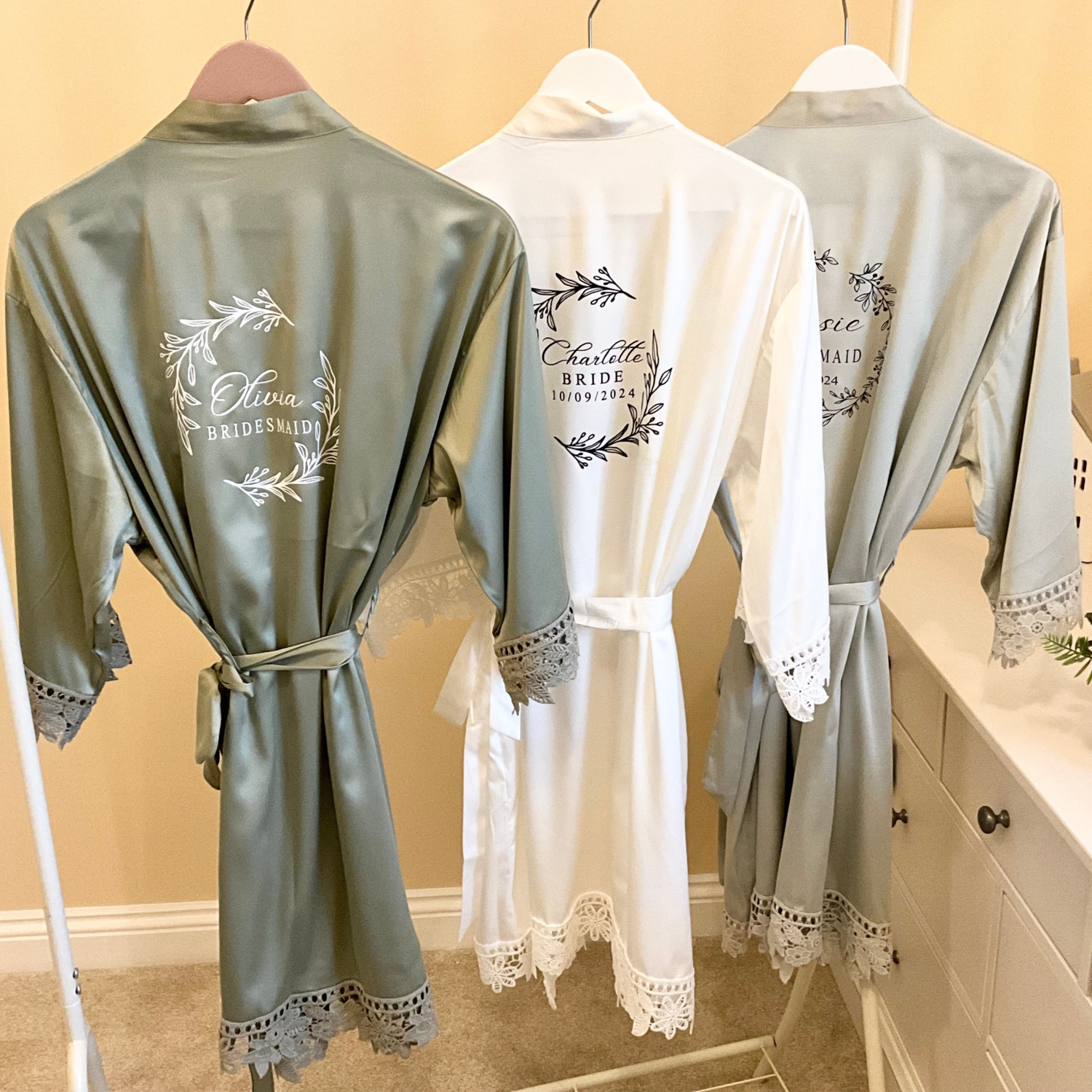 Bridesmaid satin lace robe OLIVIA