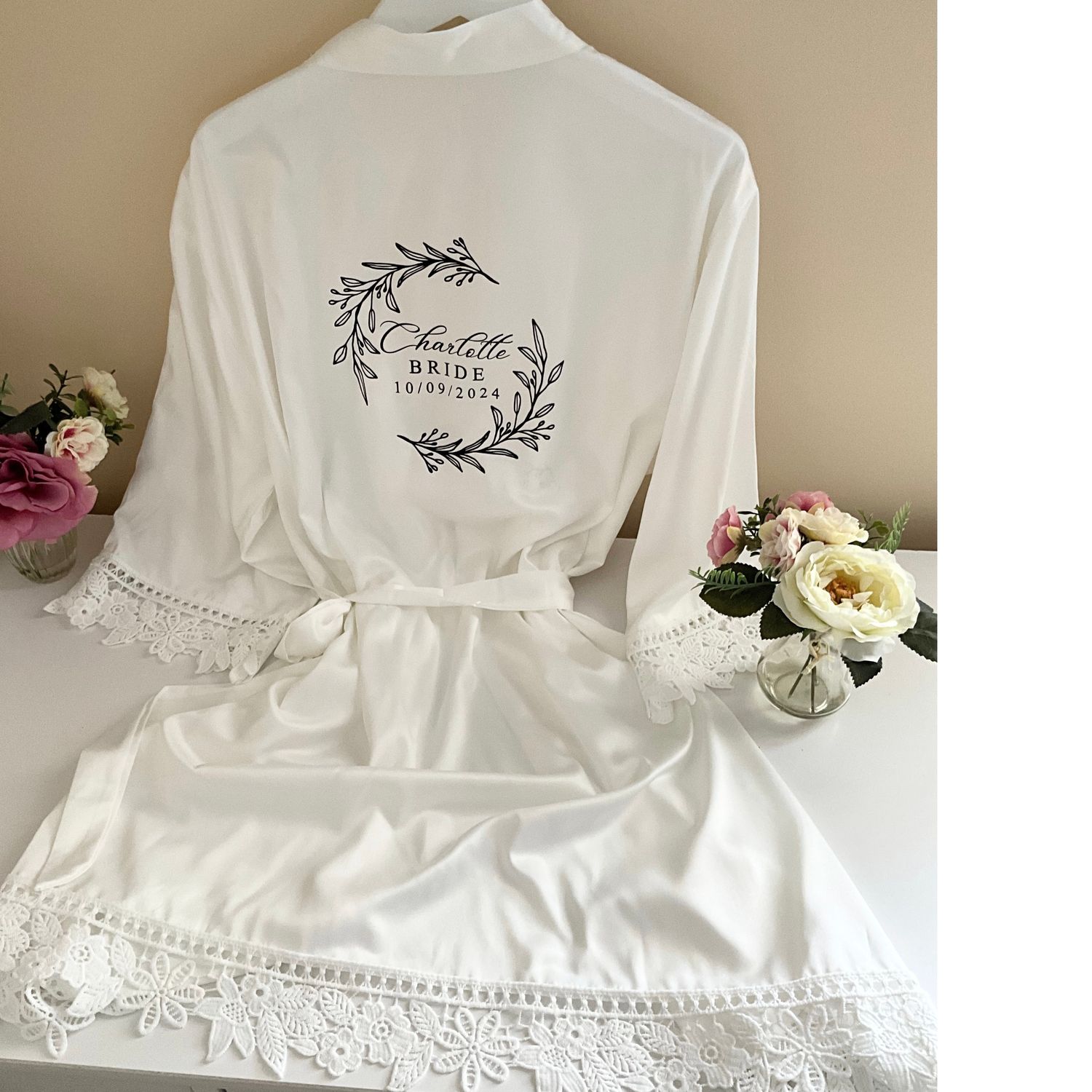 Bridesmaid satin lace robe OLIVIA
