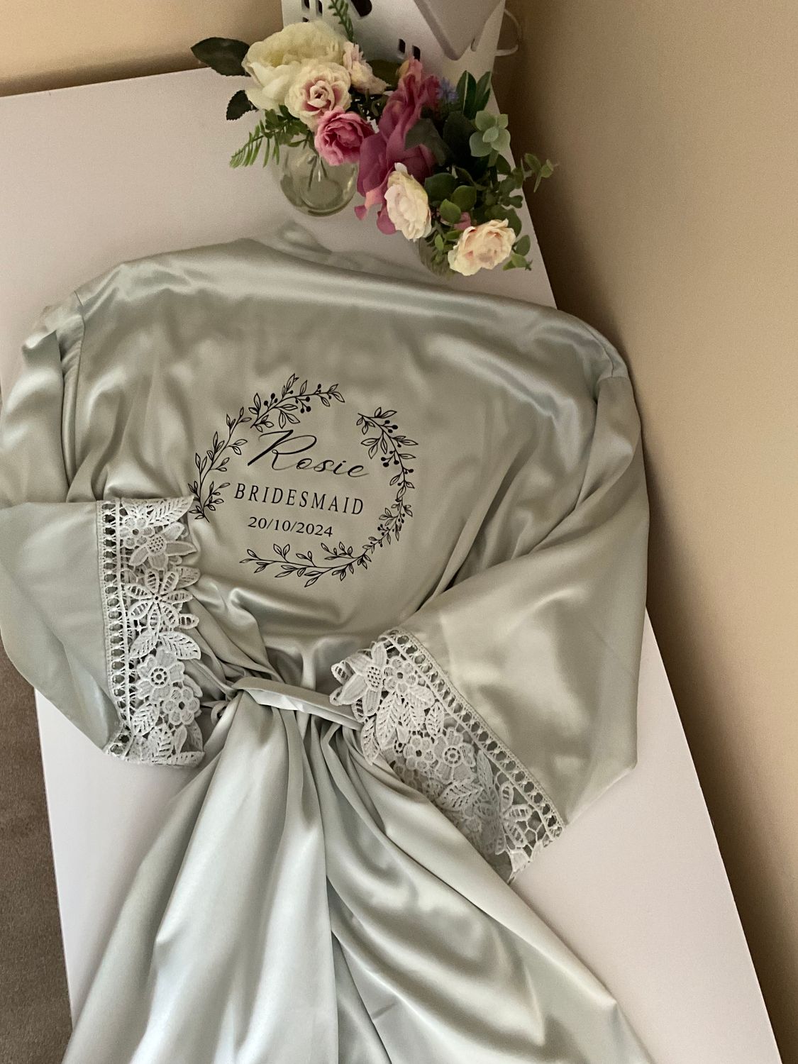 Bridesmaid satin lace robe OLIVIA