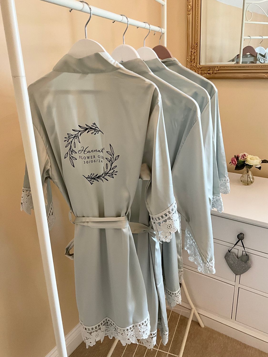 Bridesmaid satin lace robe OLIVIA