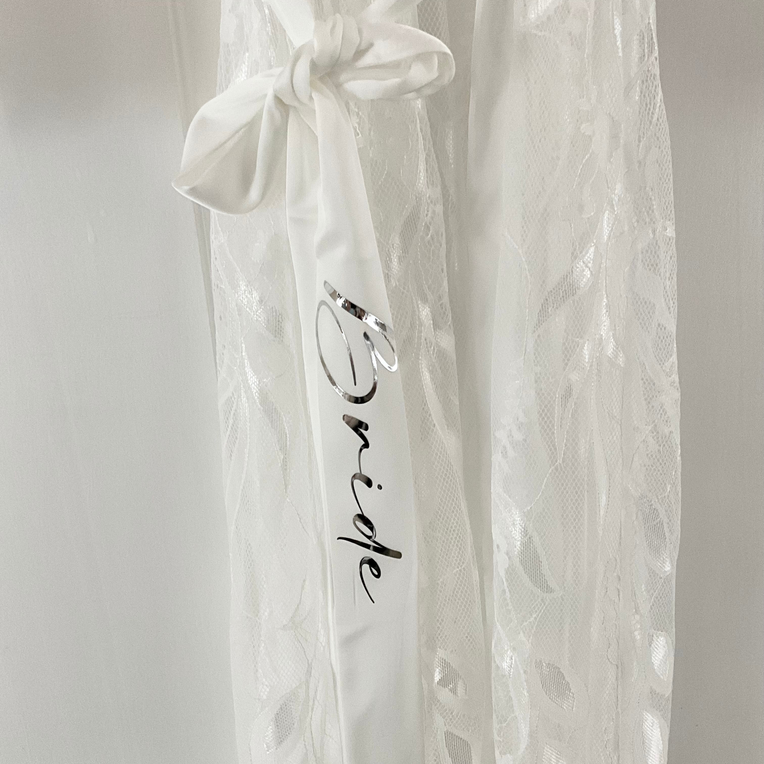 Long white lace bridal robe LORNA