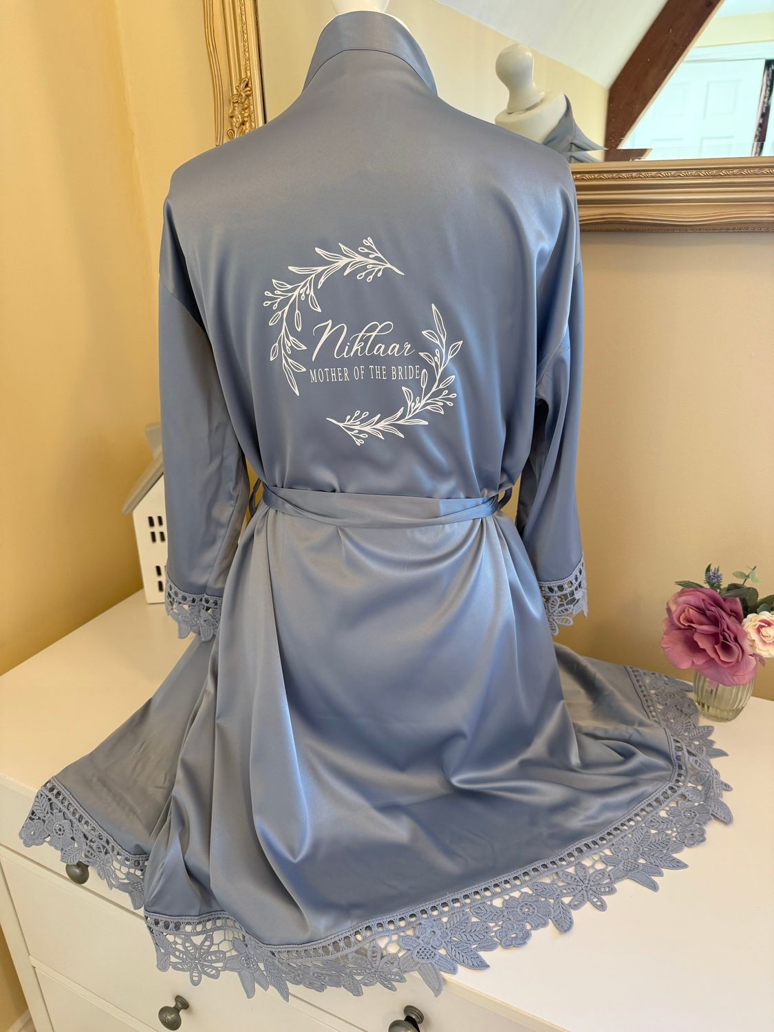 Bridesmaid satin lace robe OLIVIA