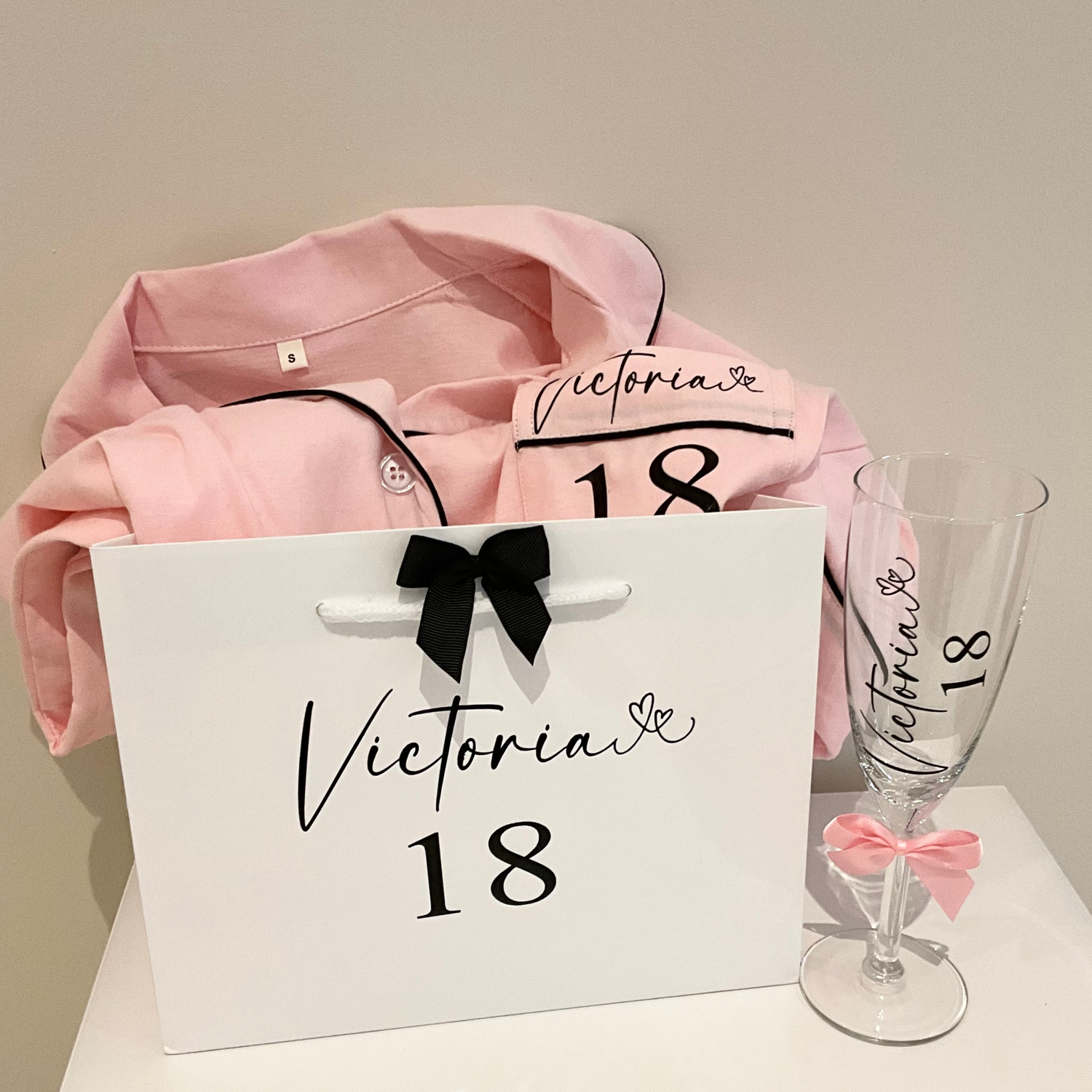 Personalised ladies cotton birthday pyjama gift set