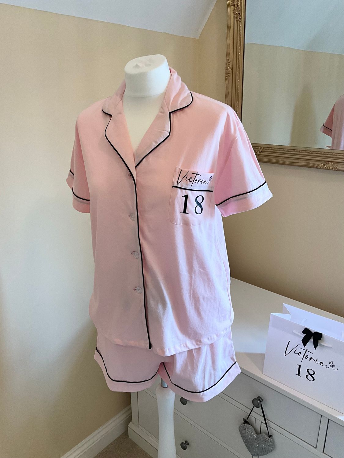 Personalised ladies cotton birthday pyjama gift set