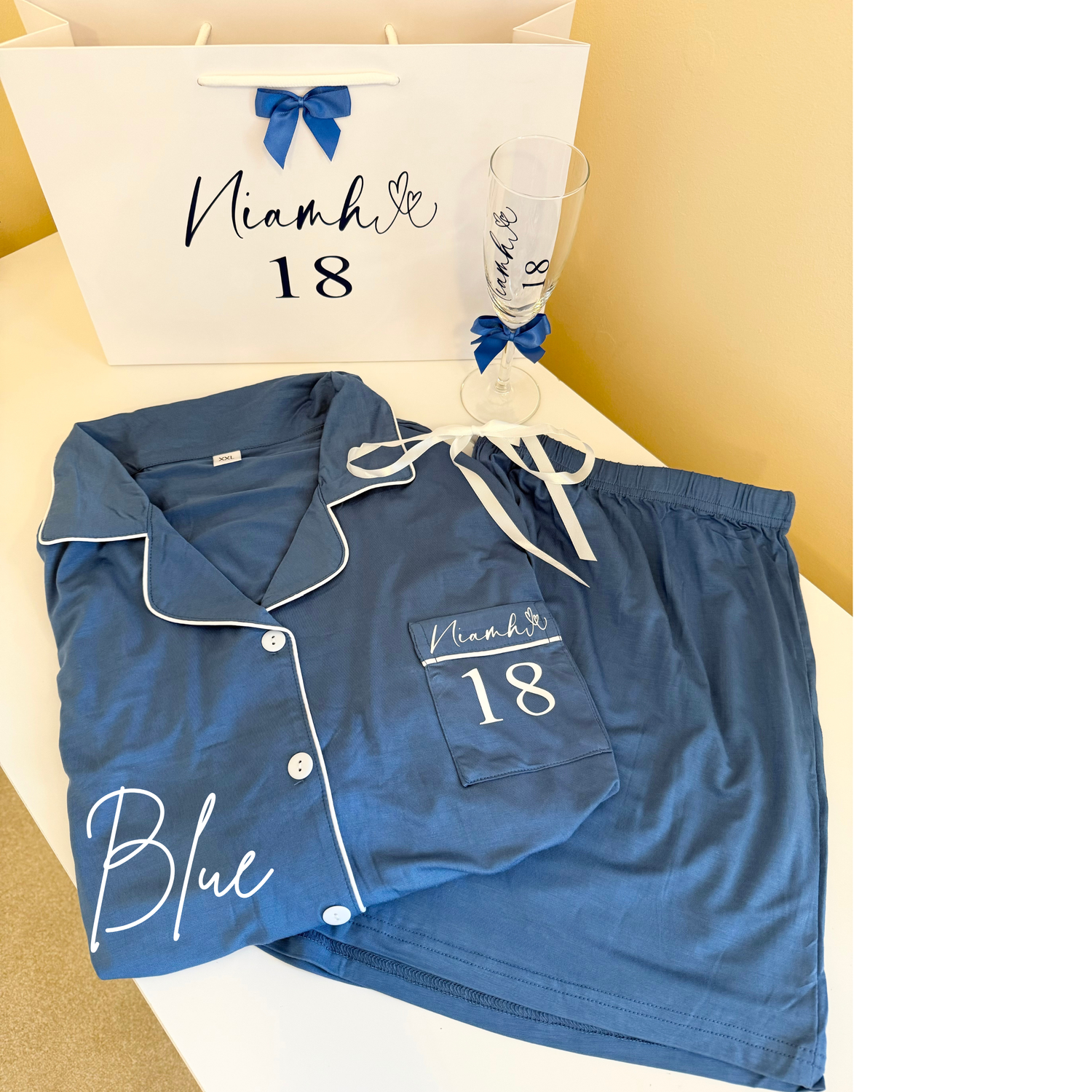 Personalised ladies cotton birthday pyjama gift set