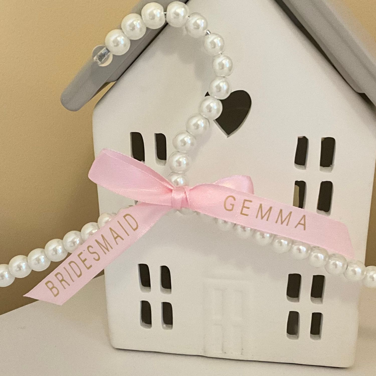Personalised wedding pearl hangers
